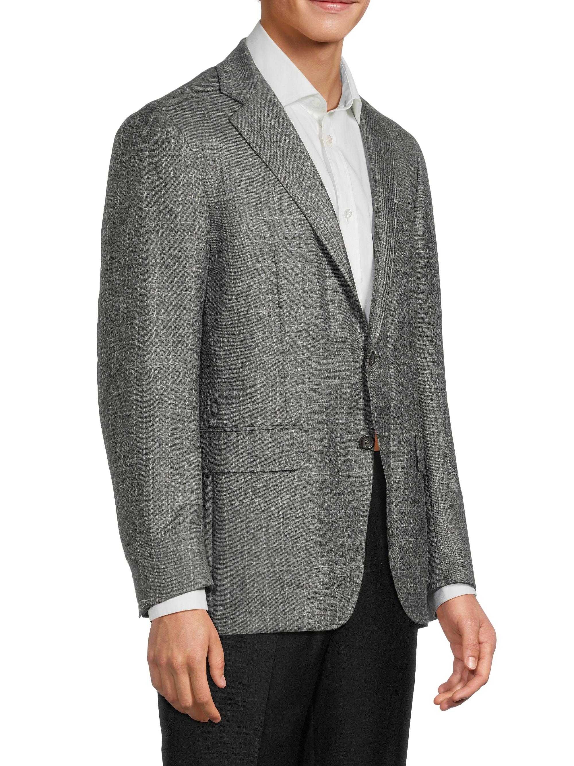 Plaid Wool-Silk-Linen Sport Coat
