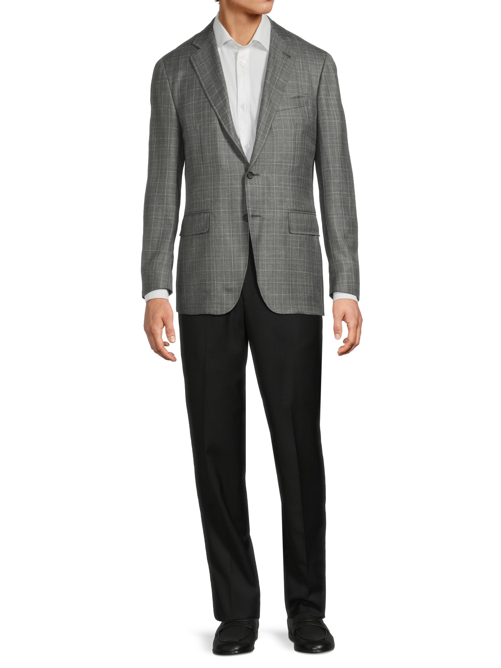 Plaid Wool-Silk-Linen Sport Coat