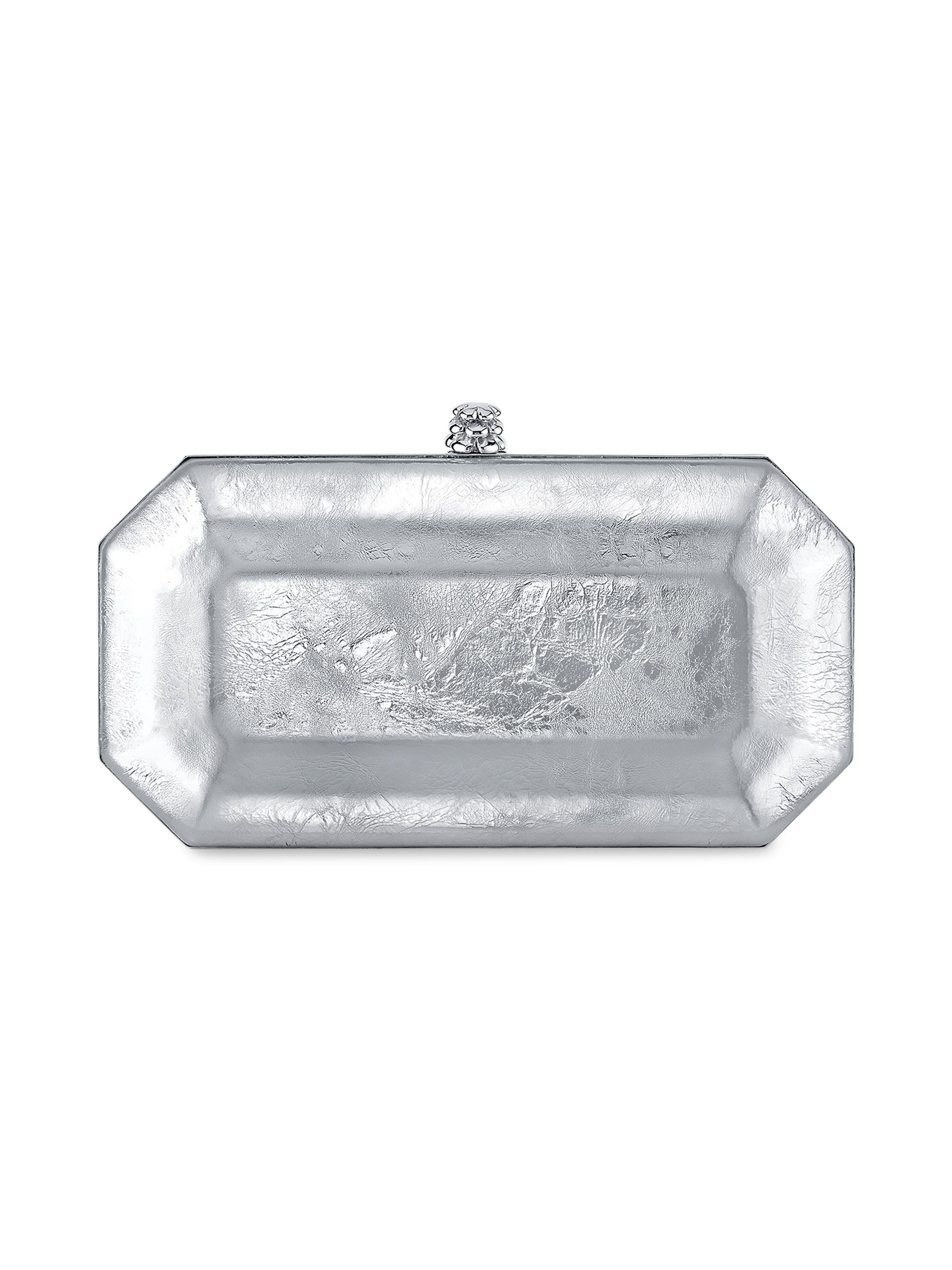 Tyler Ellis Women's Perry Clutch Small Antiqued Leather - Chrome