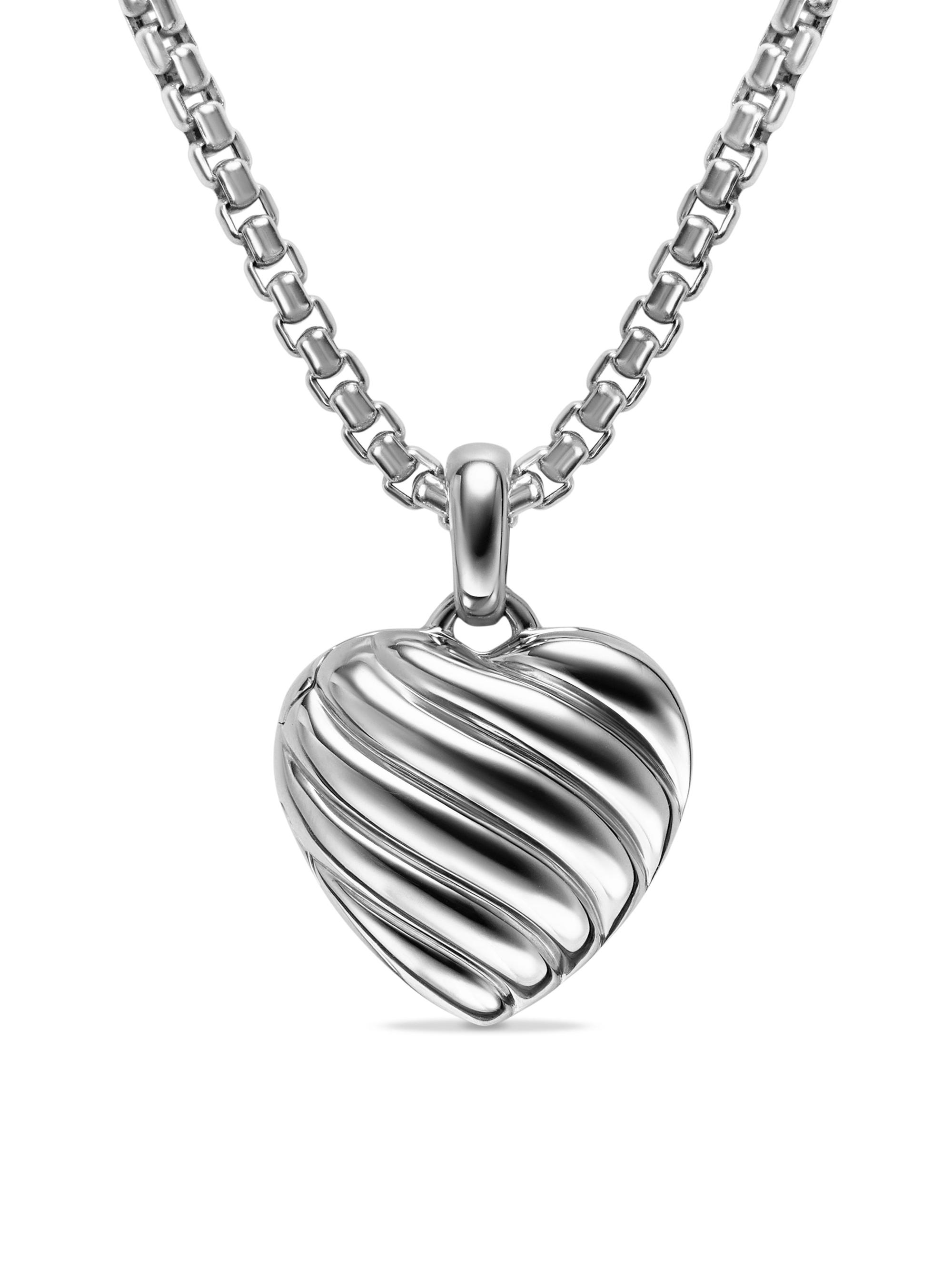 David Yurman Women's Sculpted Cable Heart Locket in Sterling Silver, 23MM - Silver