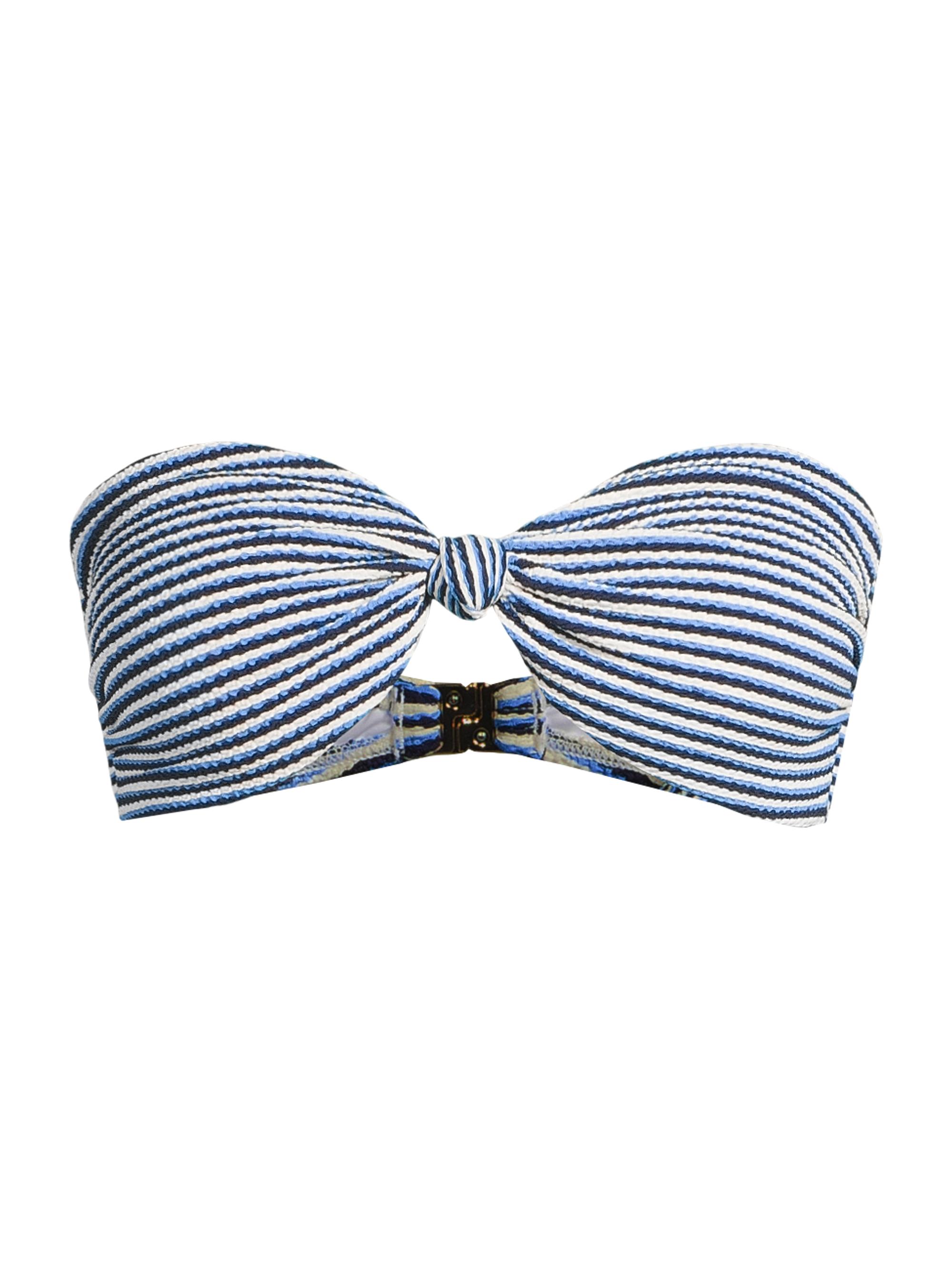 Milly Women's Striped Bandeau Bikini Top - Navy Multi