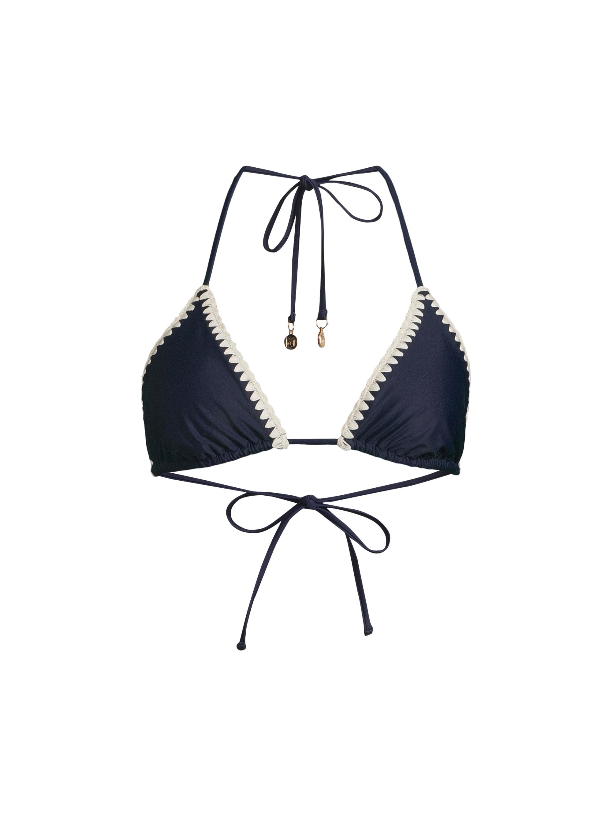 Milly Women's Plunging V-Halterneck Bikini Top - Navy