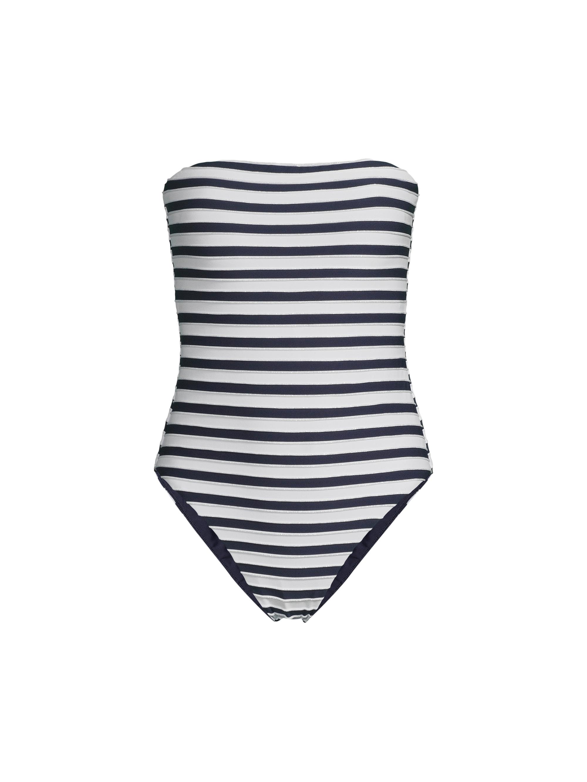Milly Women's Nautical Striped Bandeau One-Piece Swimsuit - Navy White