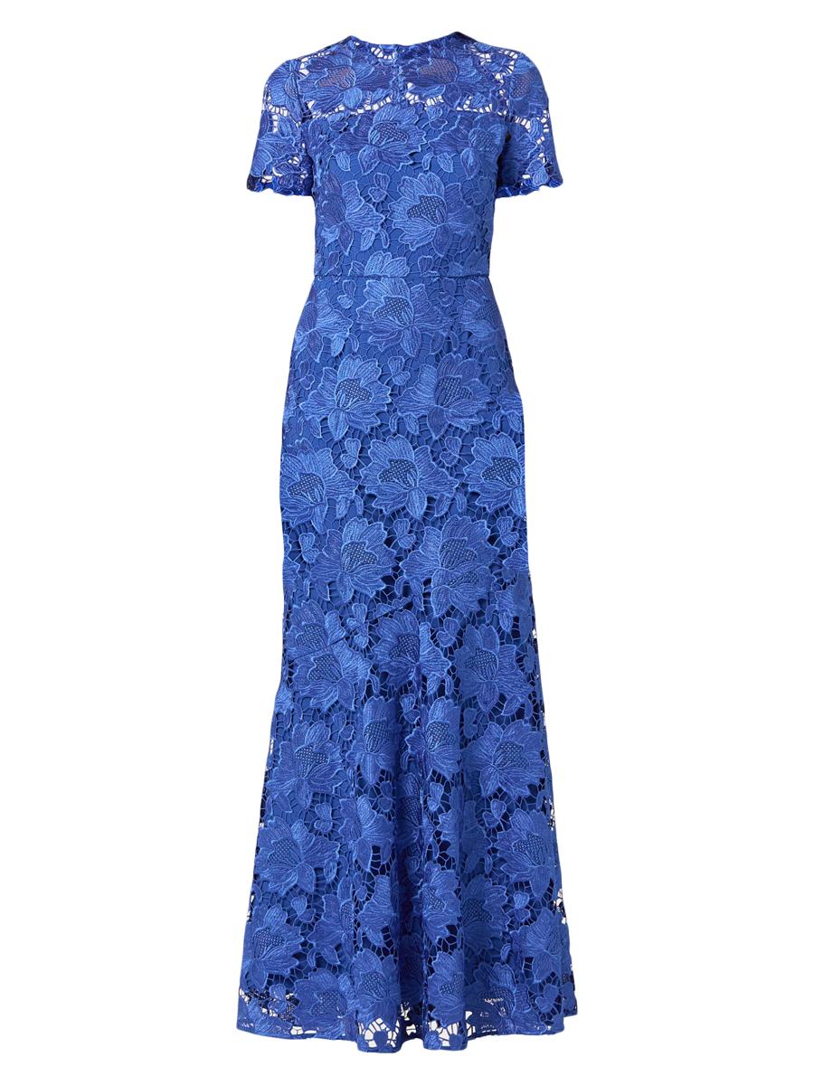 Shoshanna Women's Elie Lace Gown In Blue