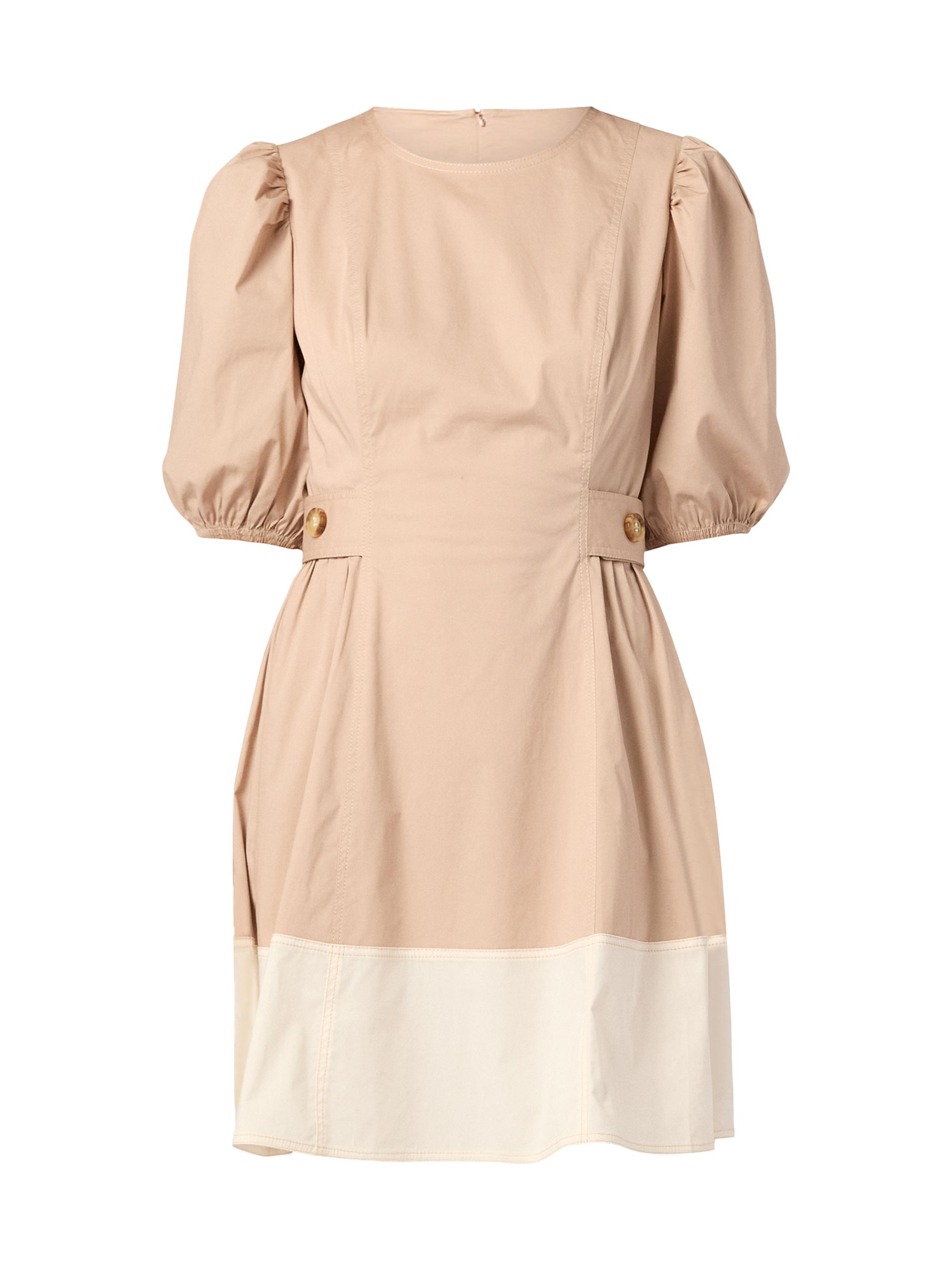 Shoshanna Women's Royce Puff-Sleeve Cotton Minidress - Light Taupe