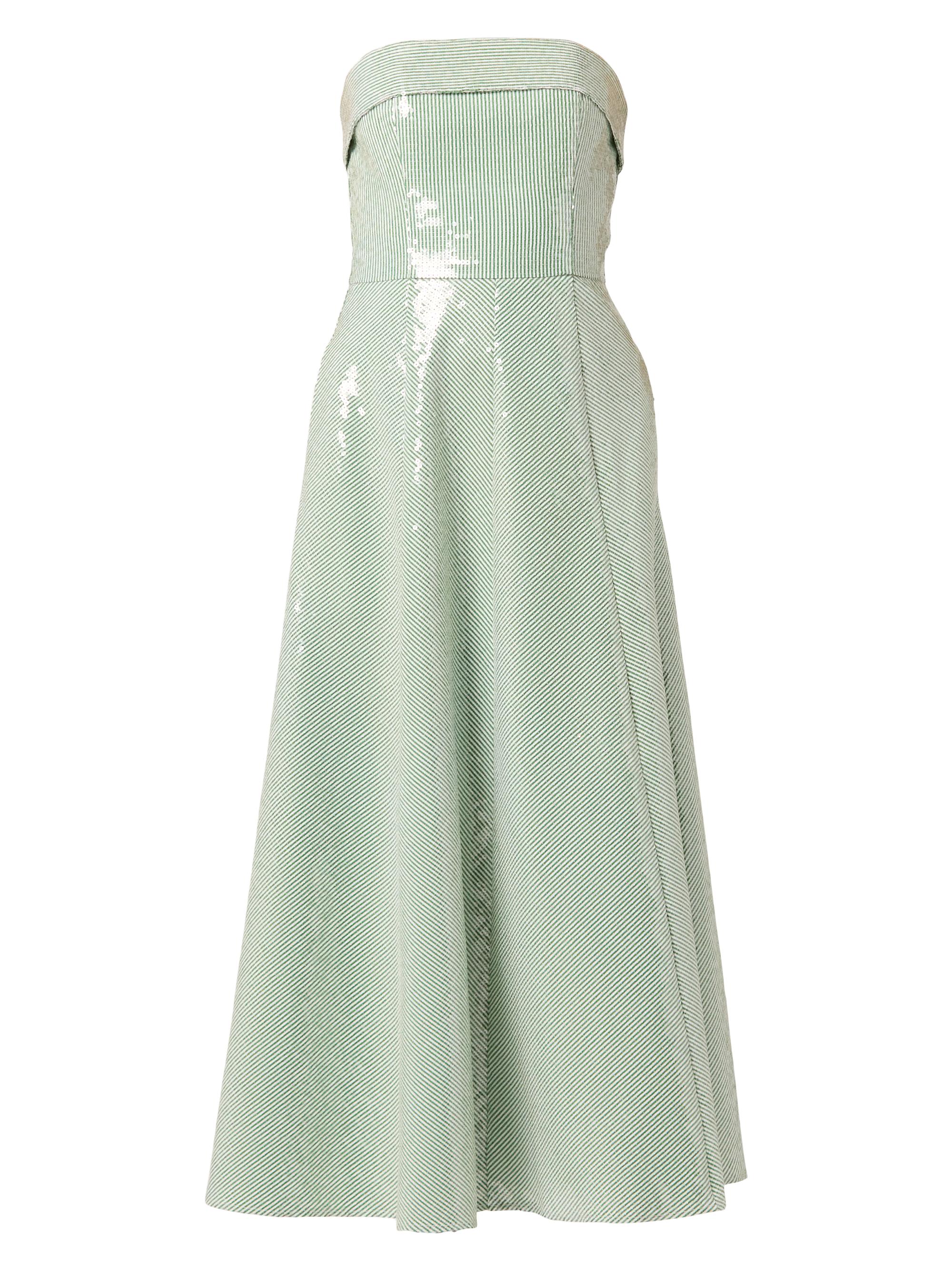 Shoshanna Women's Kiara Sequined Bandeau A-Line Midi-Dress - Verde