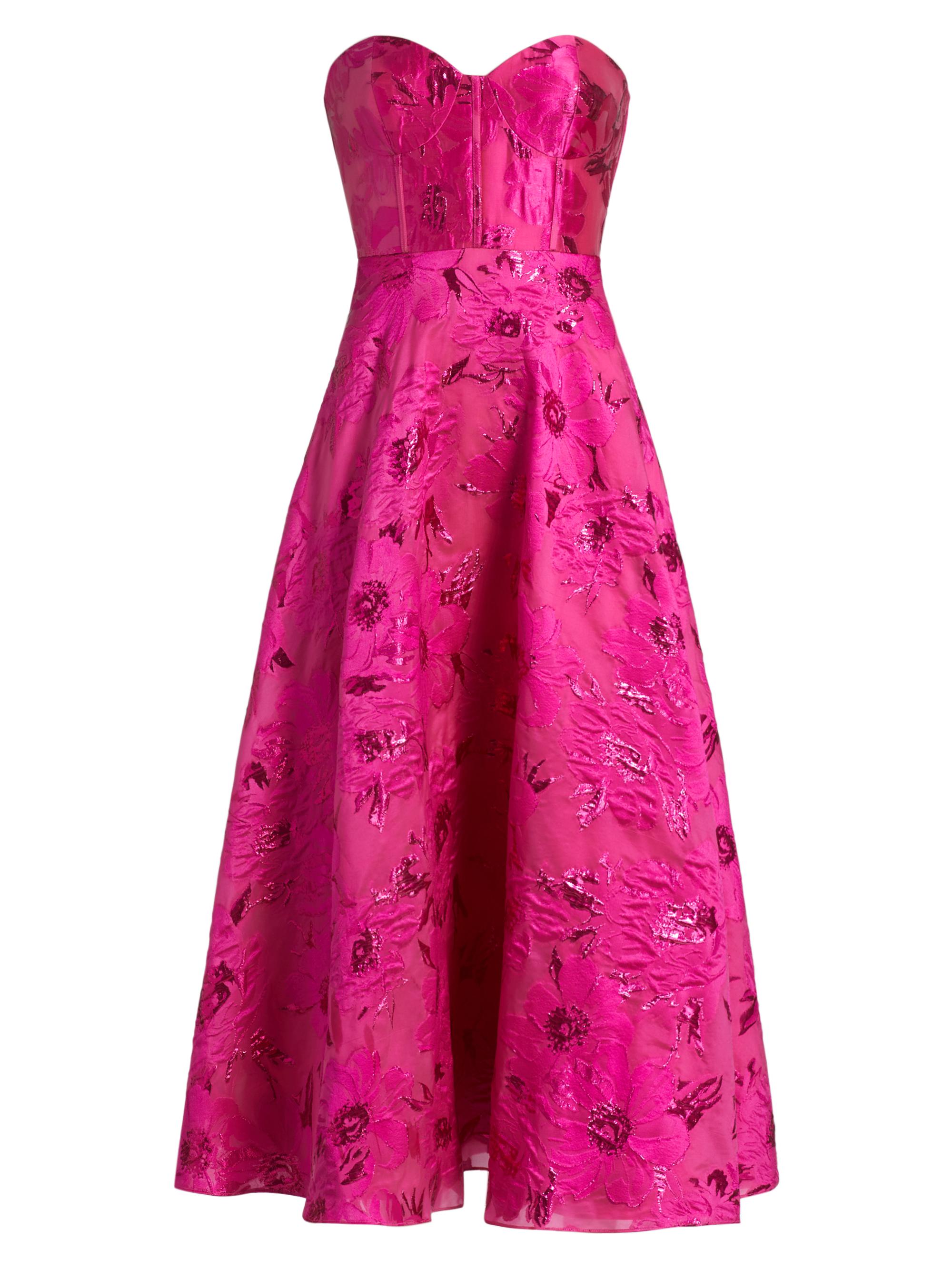 As It May Women's Keyla Jacquard Strapless Midi-Dress - Royal Fuchsia