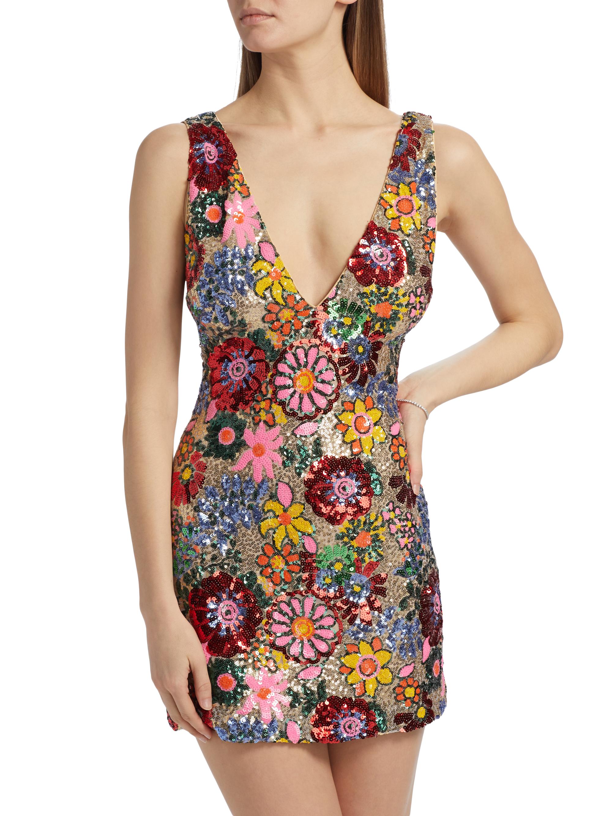 Ramy Brook Aera Floral-Sequined Sheath Minidress | Saks Fifth Avenue