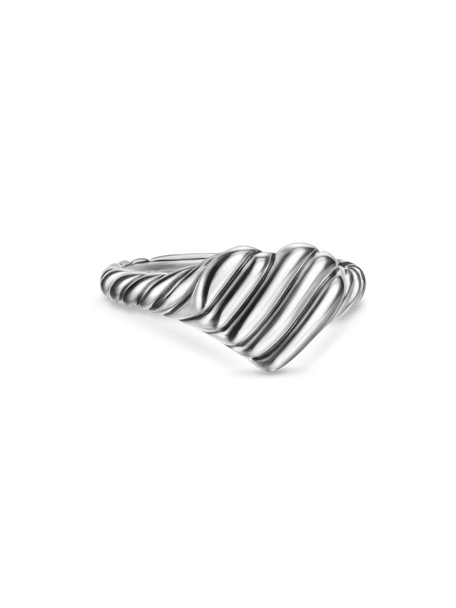 David Yurman Sculpted Cable Heart Pinky Ring in Sterling Silver