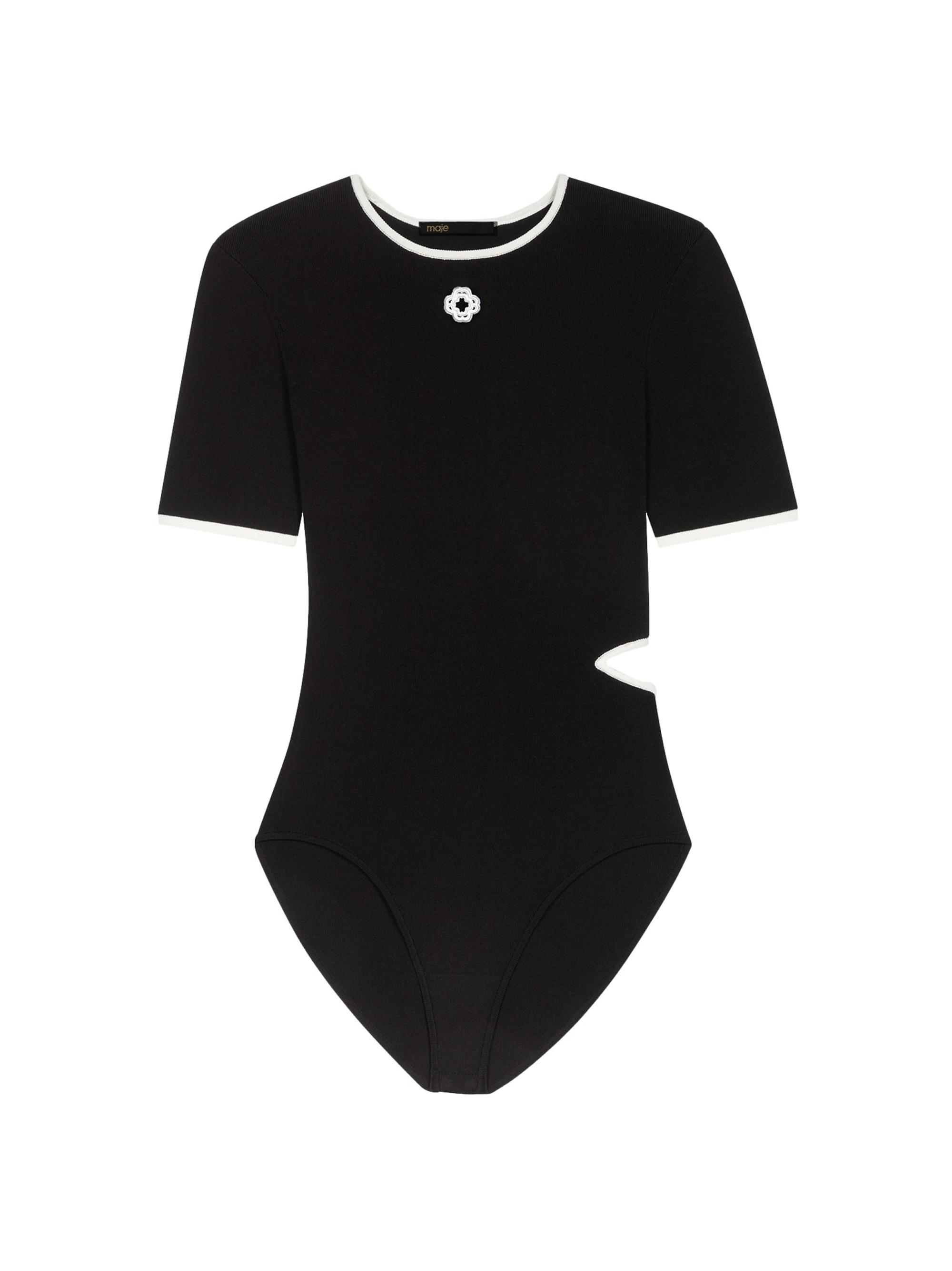 Maje Women's Openwork Knit Bodysuit - Black