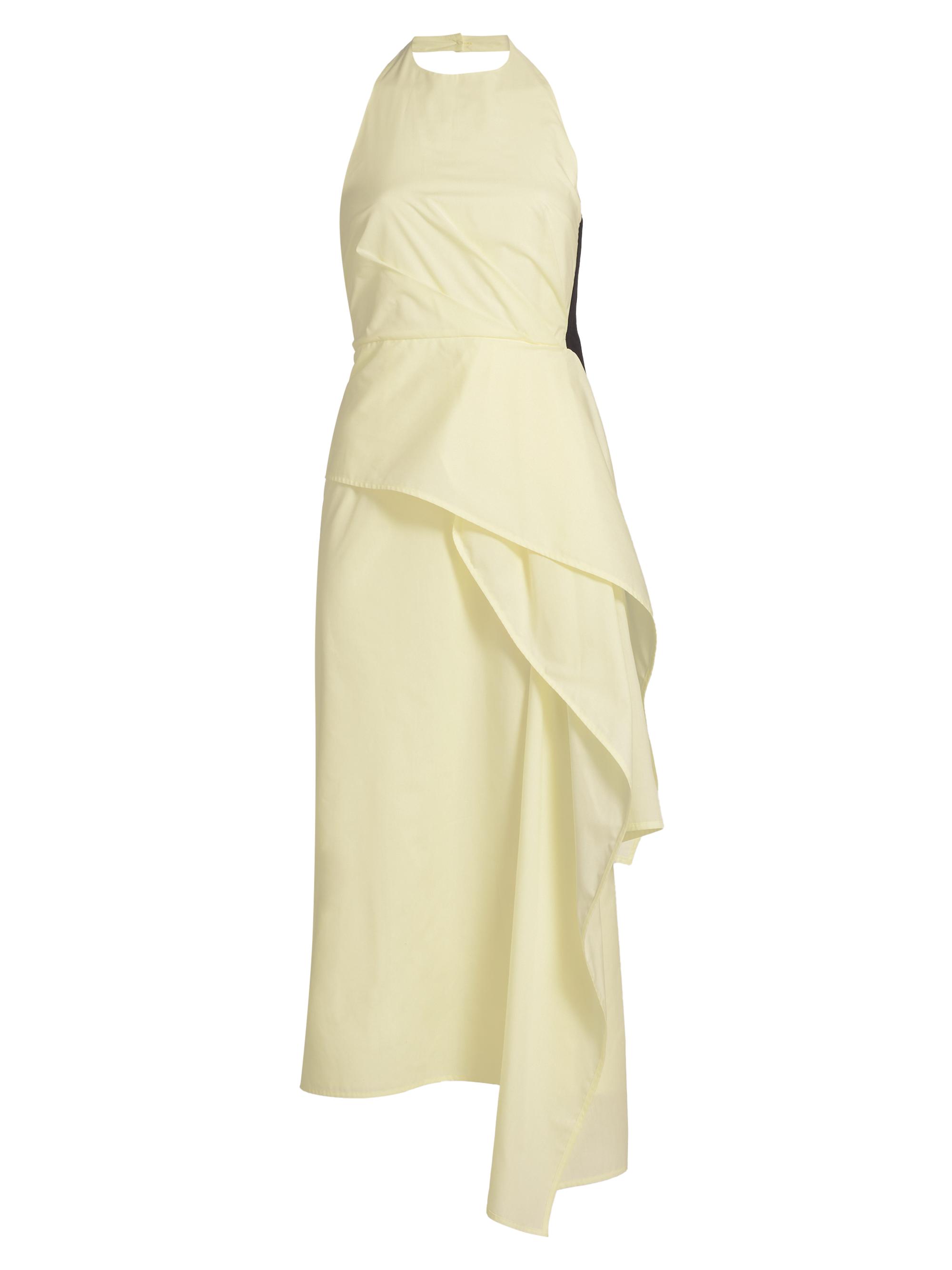 16Arlington Women's Selene Draped Cotton Halter Midi-Dress - Giallo Pallido