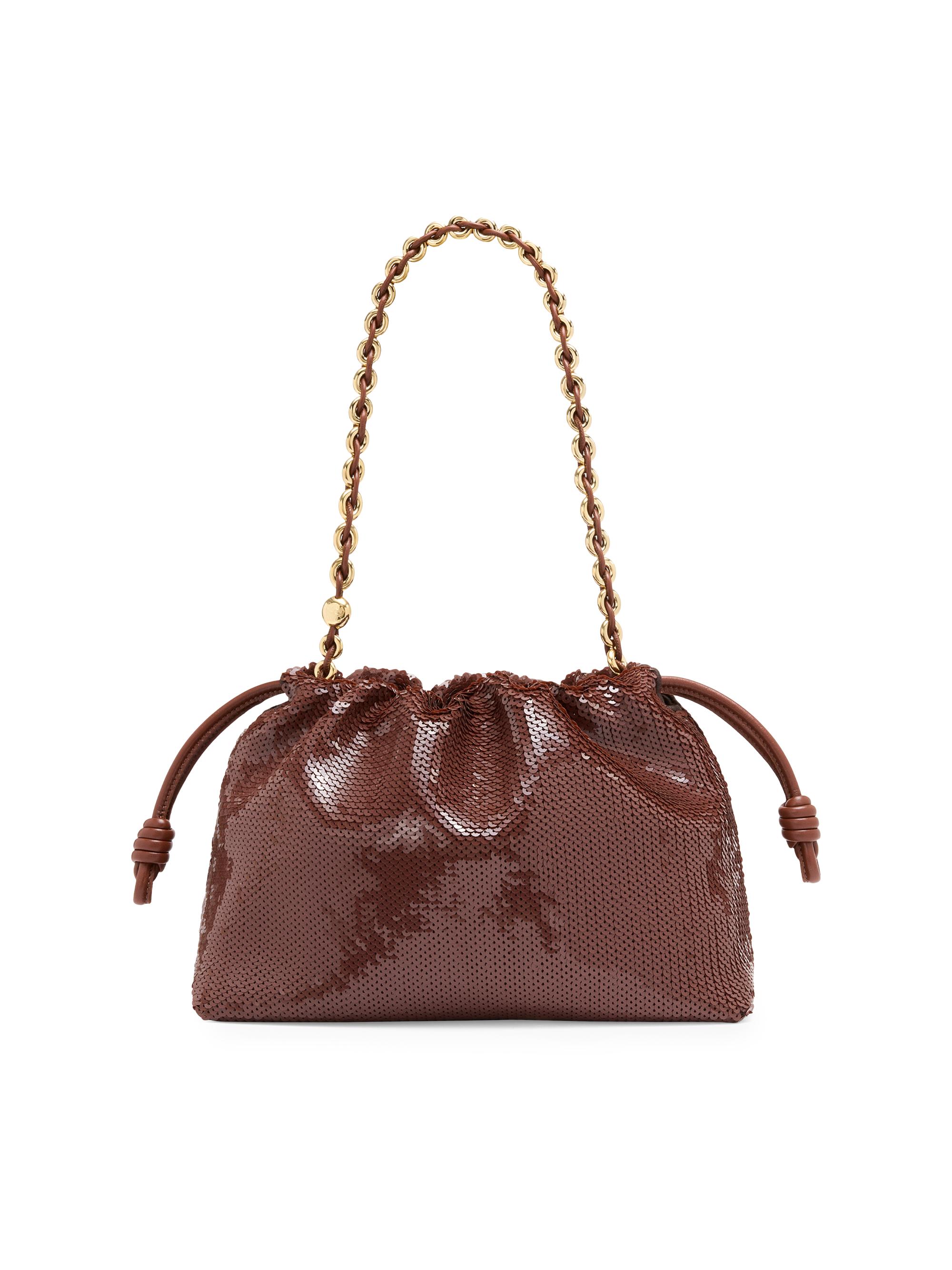 LOEWE Women's Flamenco Sequined Leather Shoulder Bag - Chocolate