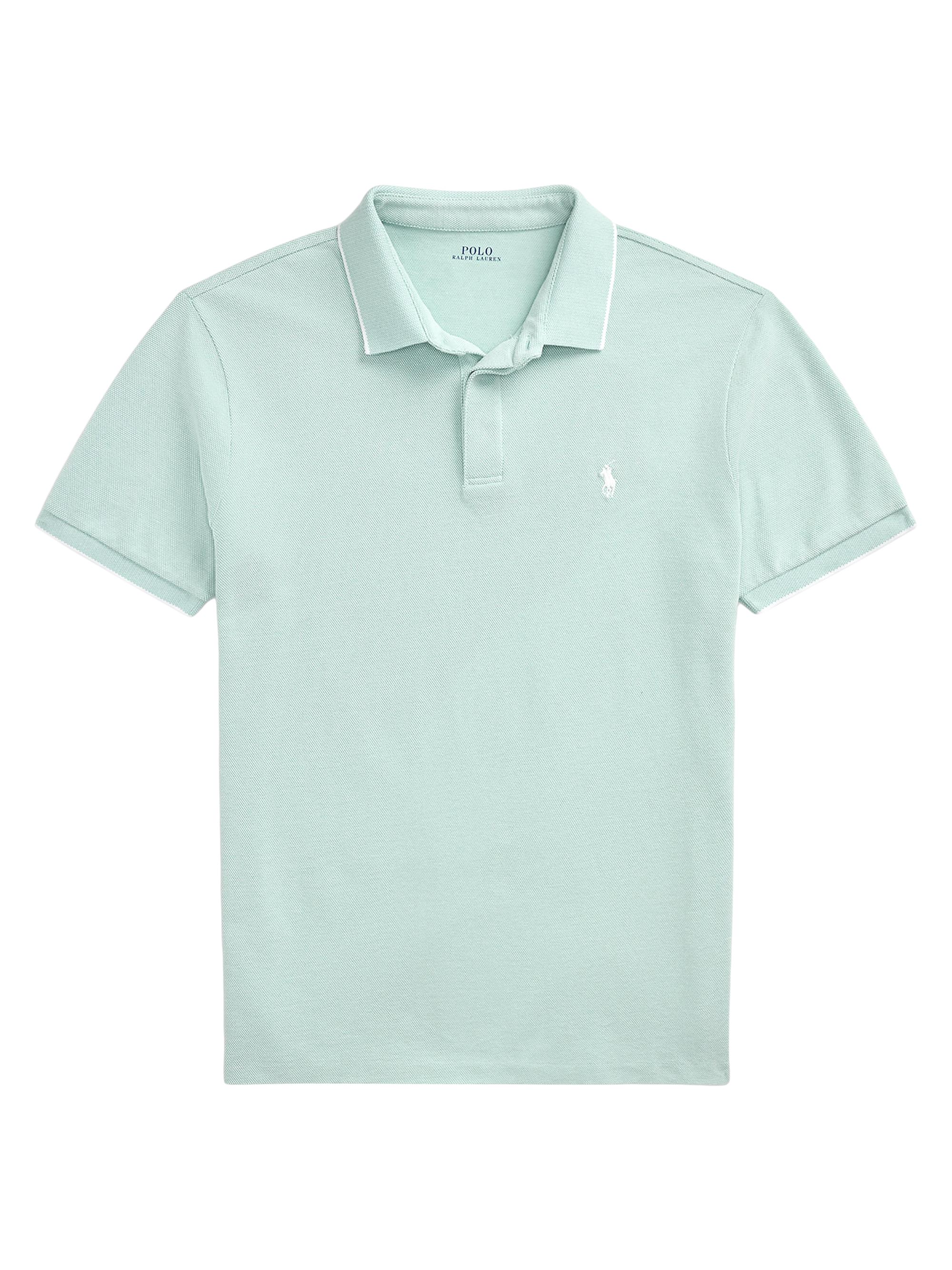 Polo Ralph Lauren Men's Custom-Slim-Fit Stretch Oxford Mesh Polo Shirt - Celadon White
