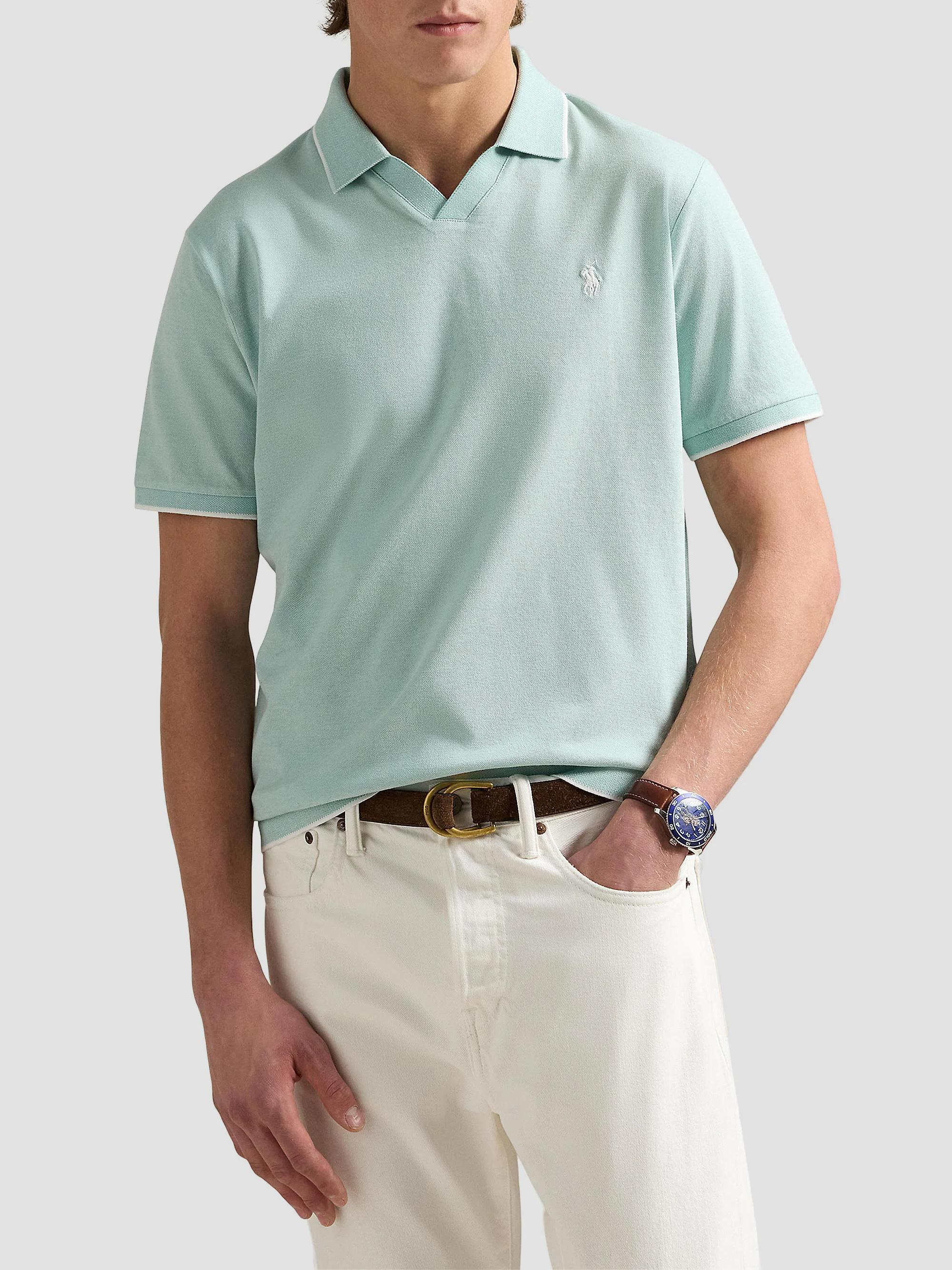 Polo Ralph Lauren Jacquard Mesh Cotton Polo Shirt | Saks Fifth Avenue