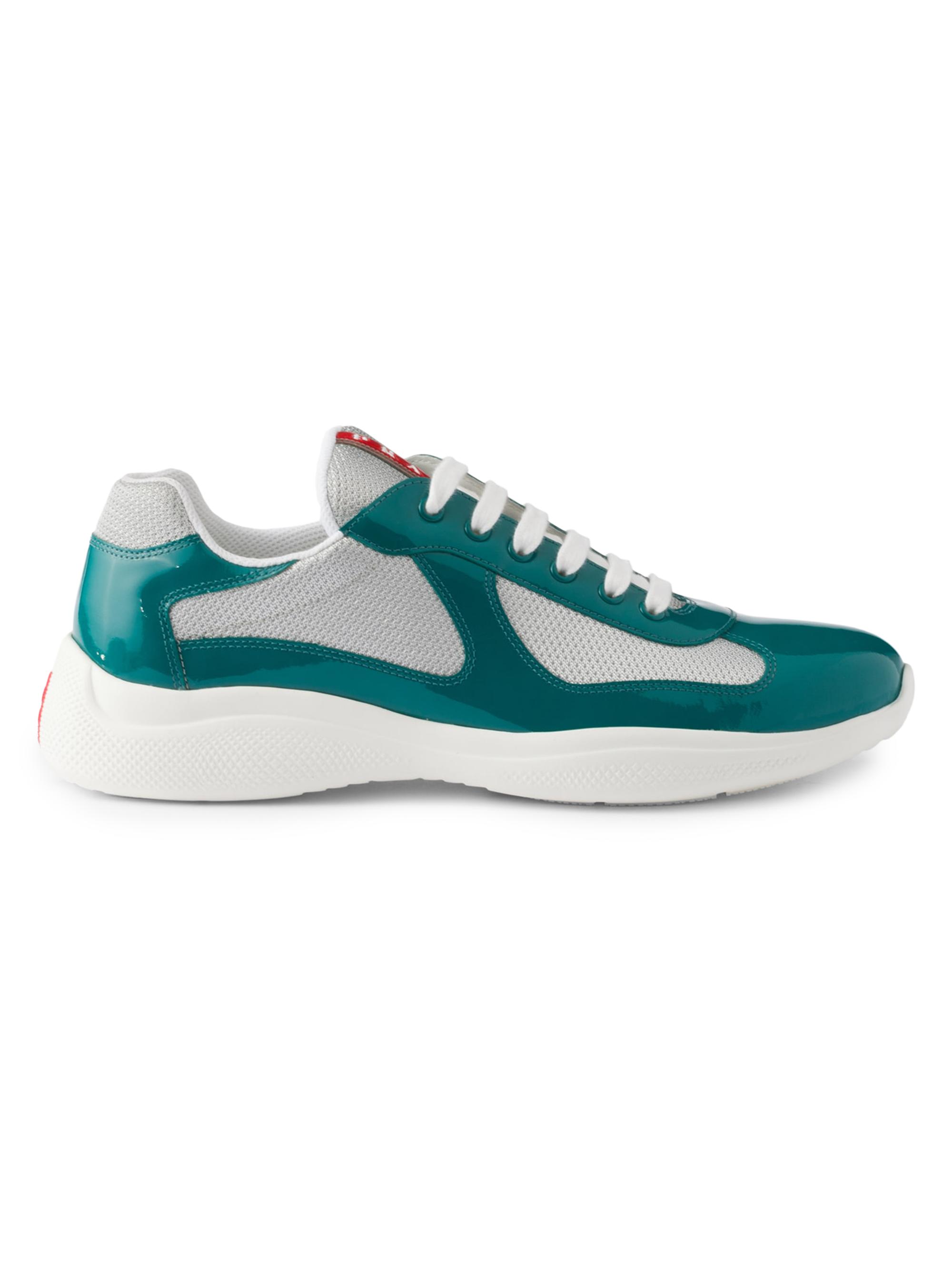Prada Men's America's Cup Sneakers in Patent Leather - Turquoise