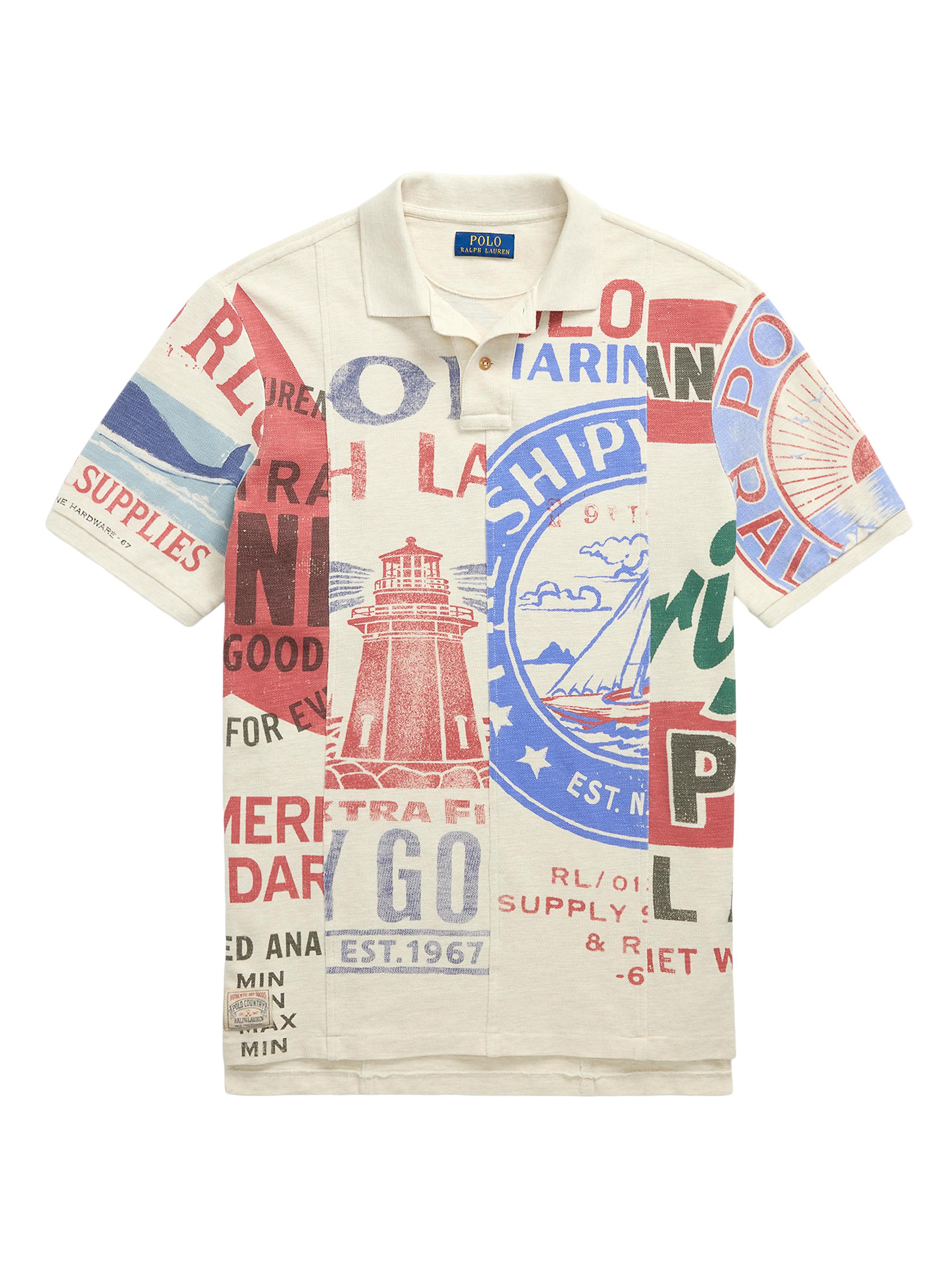 Polo Ralph Lauren Men's Classi-Fit Dry Goods Print Mesh Polo Shirt - Chalk Heather Multi