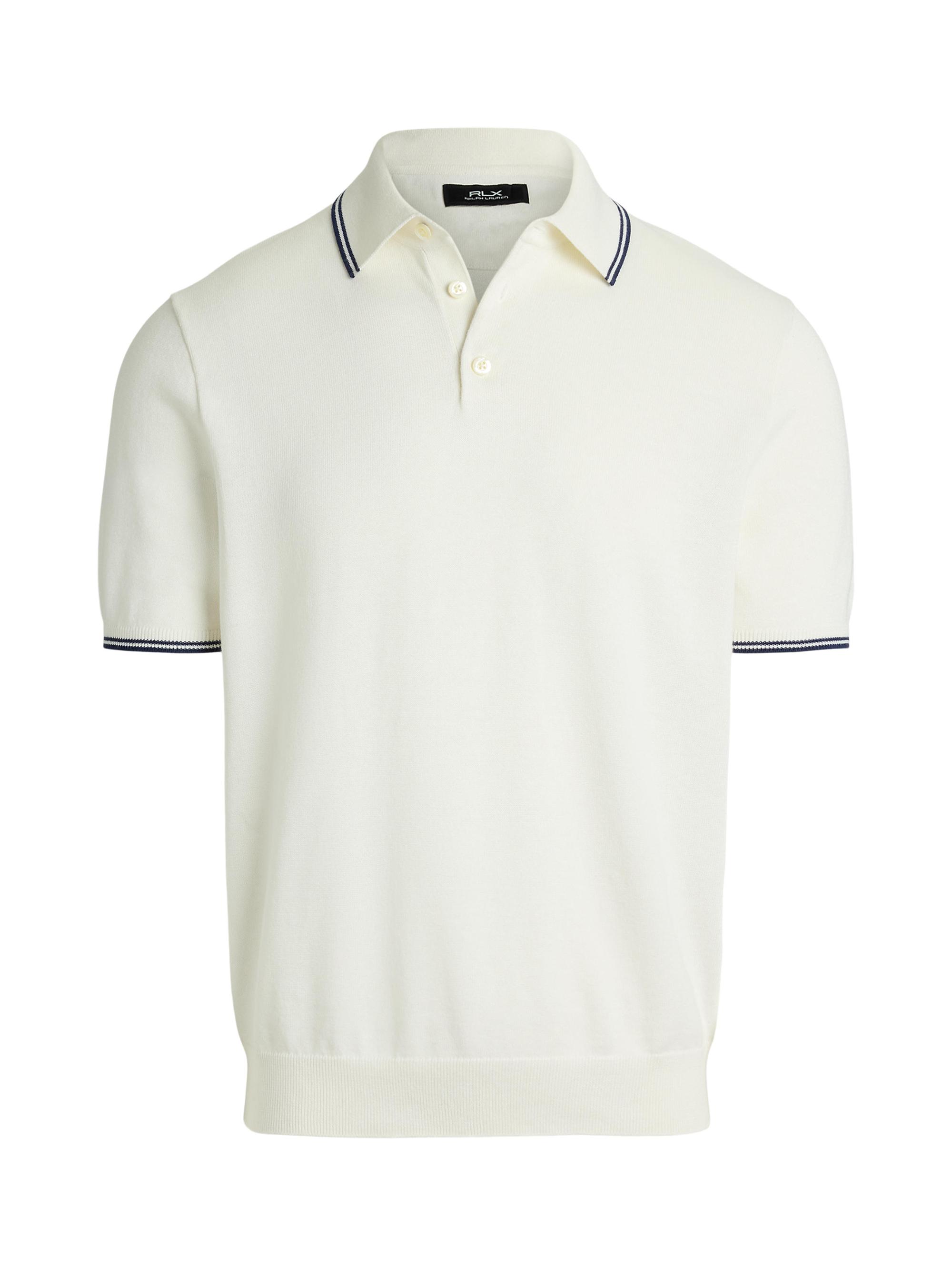 RLX Ralph Lauren Men's Performance Cotton-Blend Polo Sweater - White Splash