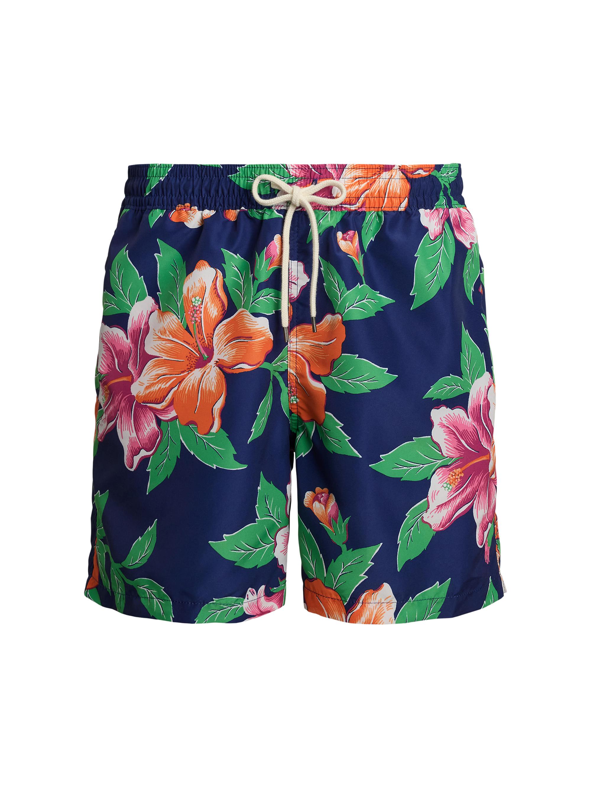 Polo Ralph Lauren Men's Traveler Classic Swim Trunks - Iconic Hibiscus Navy