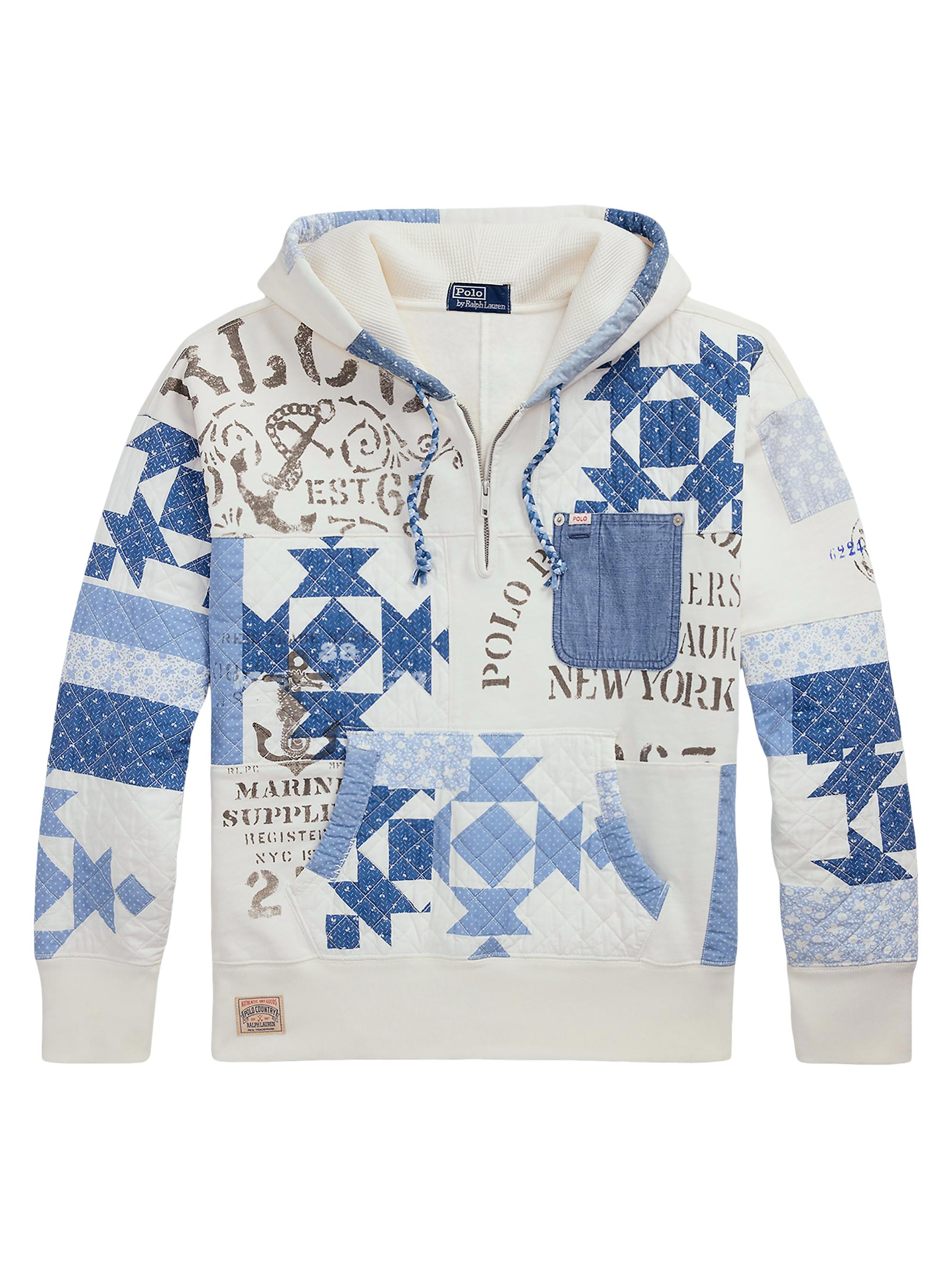 Patchwork Ralph Lauren Fleece Graphic Polo Logo Sweatshirt Polo