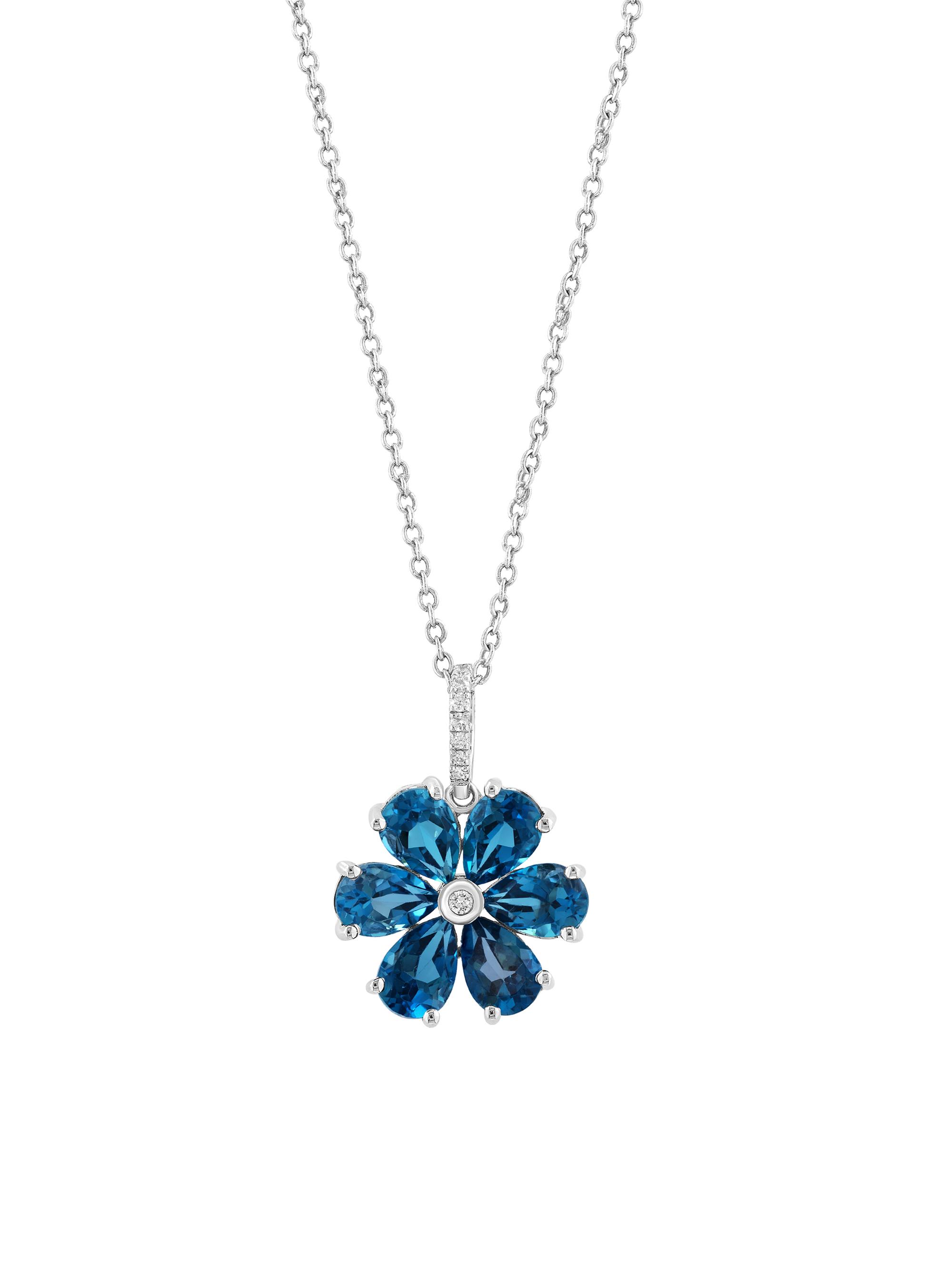 Saks Fifth Avenue Collection Women's 14K White Gold, London Blue Topaz & 0.03 TCW Diamond Pendant Necklace - White Gold