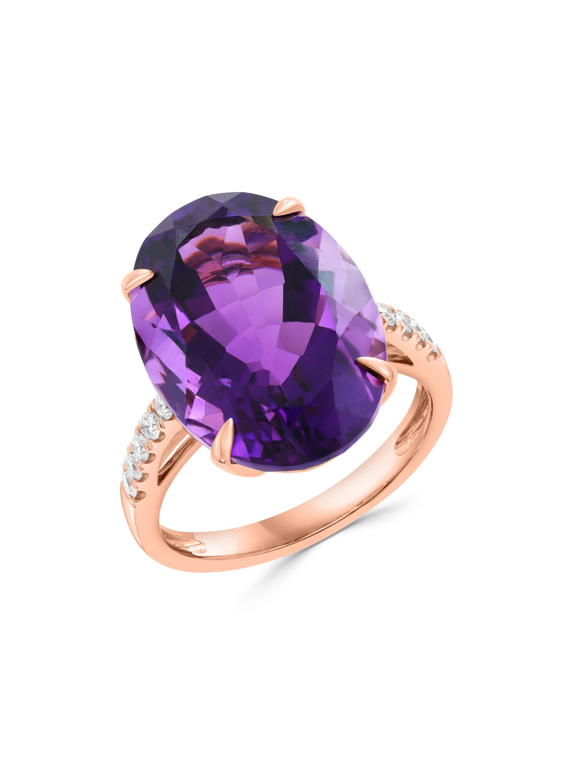 Saks Fifth Avenue Collection Women's 14K Yellow Gold, Amethyst & 0.20 TCW Diamond Ring - Yellow Gold