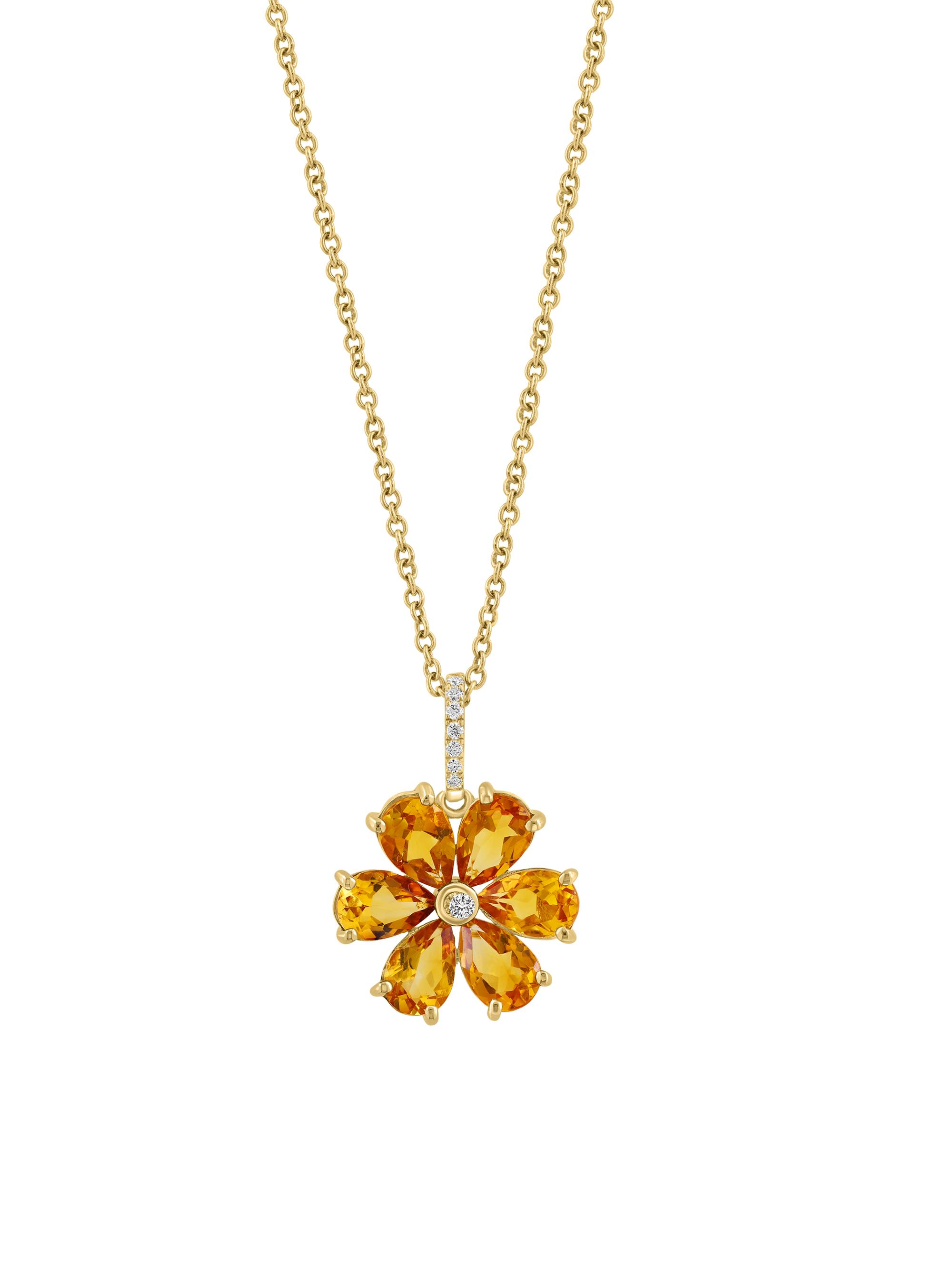Saks Fifth Avenue Collection Women's 14K Yellow Gold, Citrine & 0.03 TCW Diamond Pendant Necklace - Yellow Gold