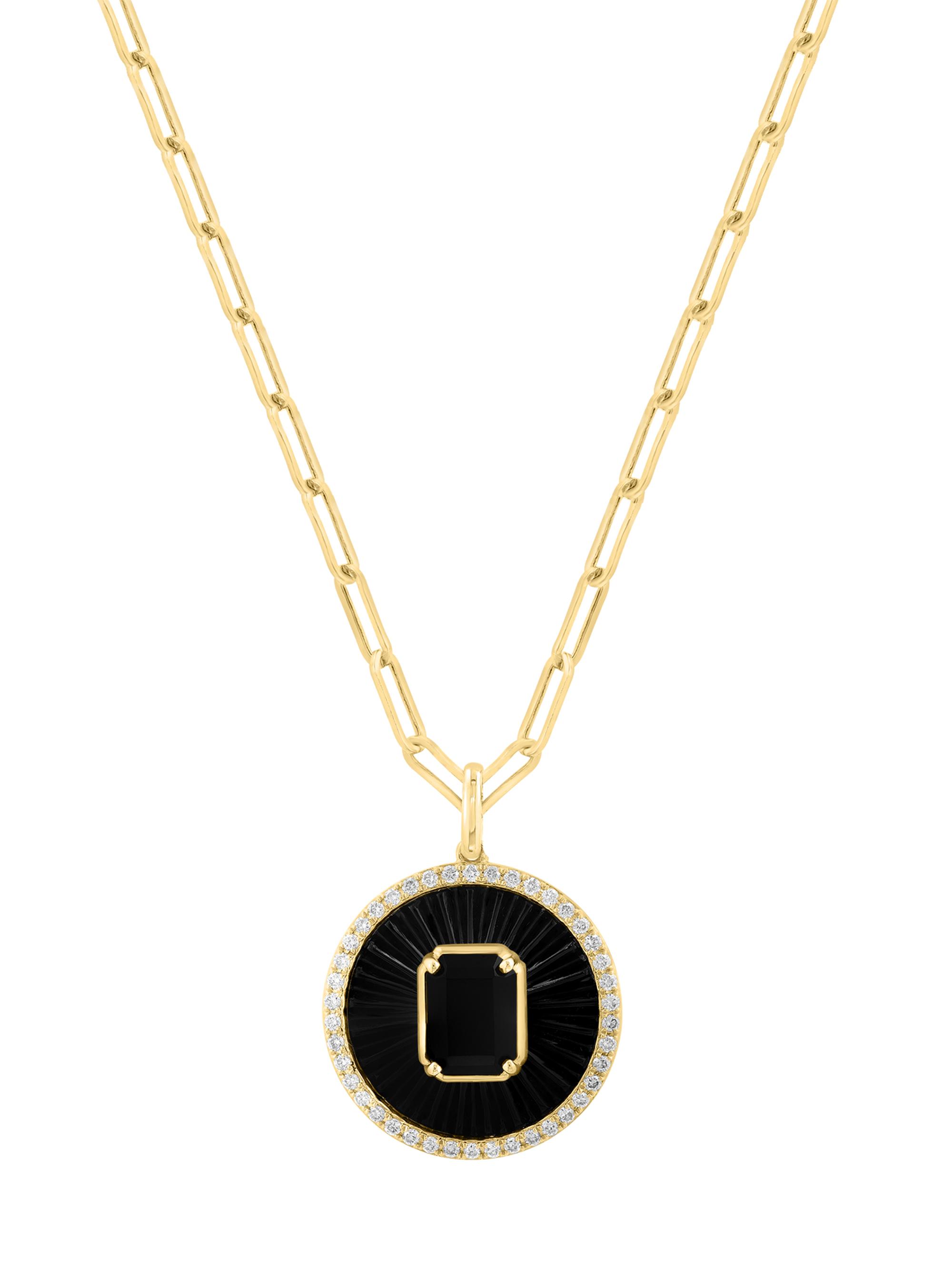 Saks Fifth Avenue Collection Women's 14K Yellow Gold, Onyx & 0.31 TCW Diamond Pendant Necklace - Yellow Gold