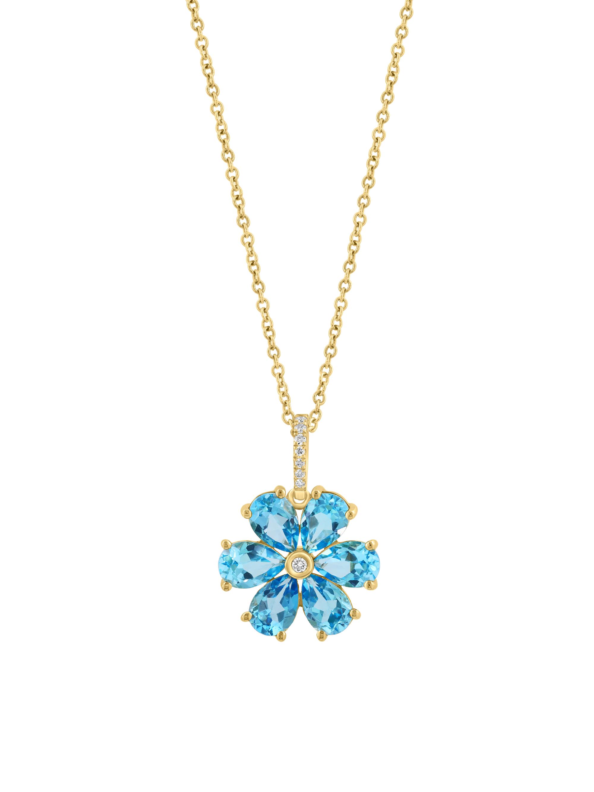 Saks Fifth Avenue Collection Women's 14K Yellow Gold, London Blue Topaz & 0.03 TCW Diamond Pendant Necklace - Yellow Gold