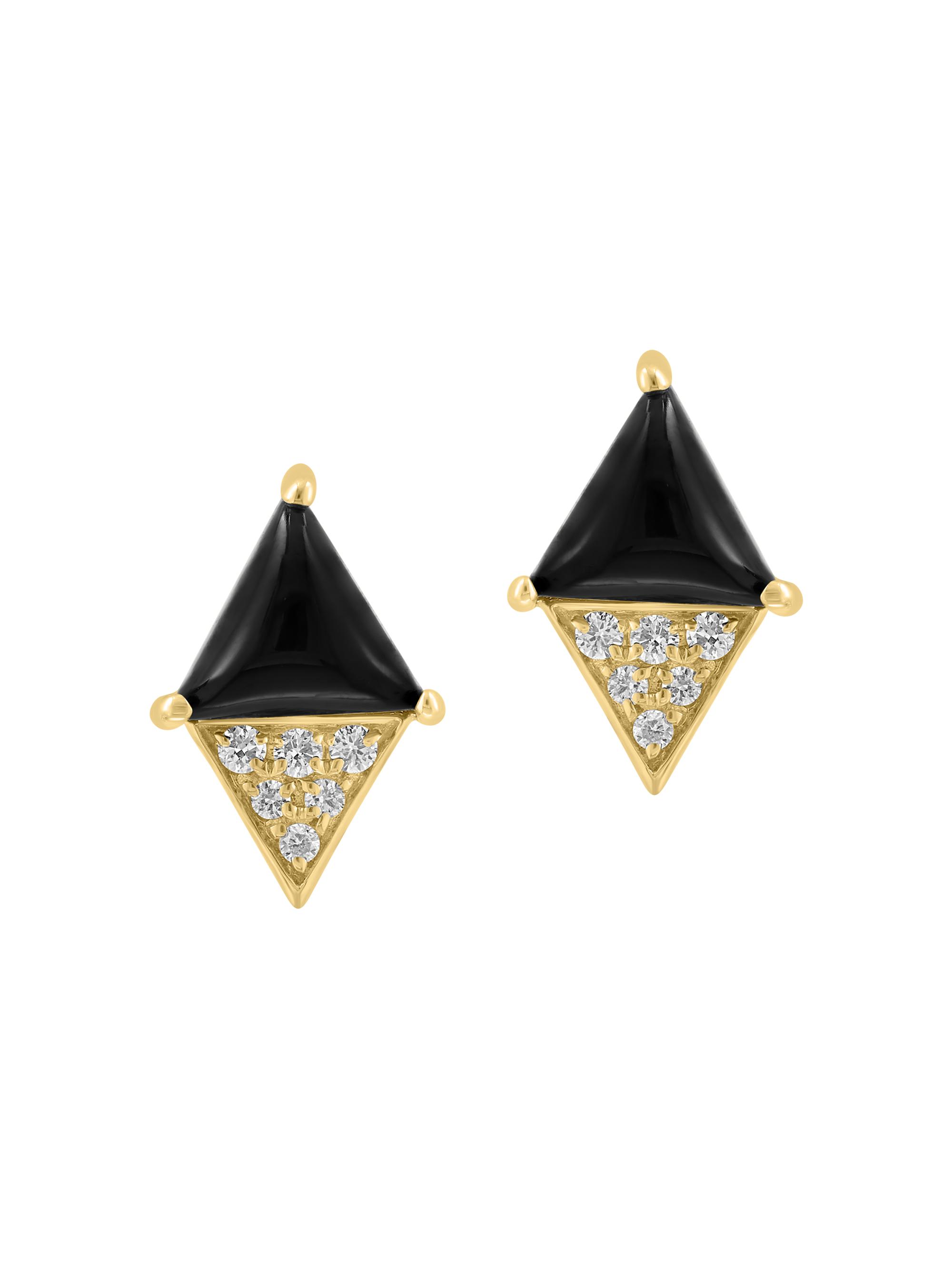 Saks Fifth Avenue Collection Women's 14K Yellow Gold, Onyx & 0.06 TCW Diamond Stud Earrings - Yellow Gold
