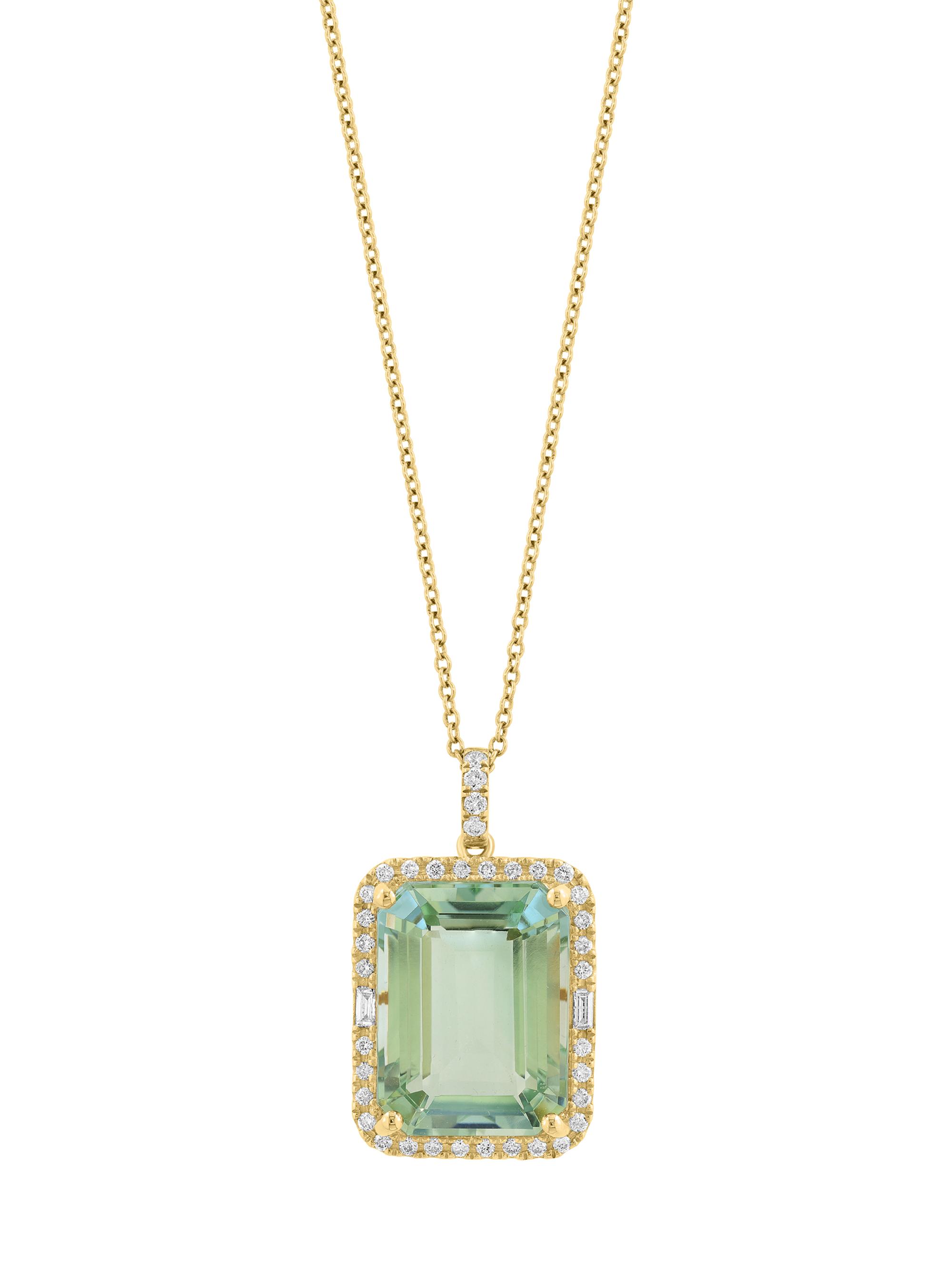 Saks Fifth Avenue Collection Women's 14K Yellow Gold, Green Amethyst & 0.33 TCW Diamond Halo Pendant Necklace - Yellow Gold