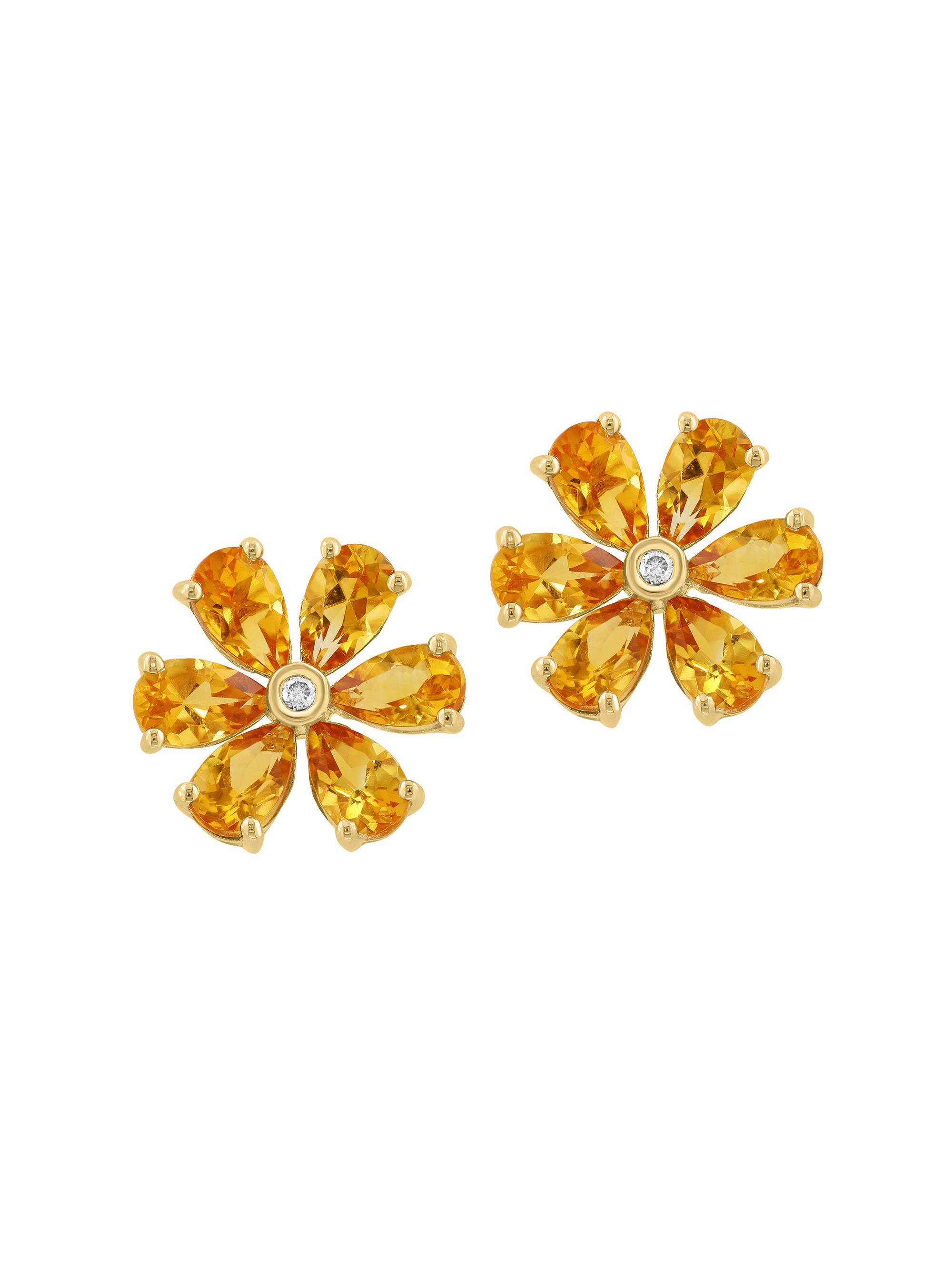 Saks Fifth Avenue Collection Women's 14K Yellow Gold, Citrine & 0.01 TCW Diamond Stud Earrings - Yellow Gold