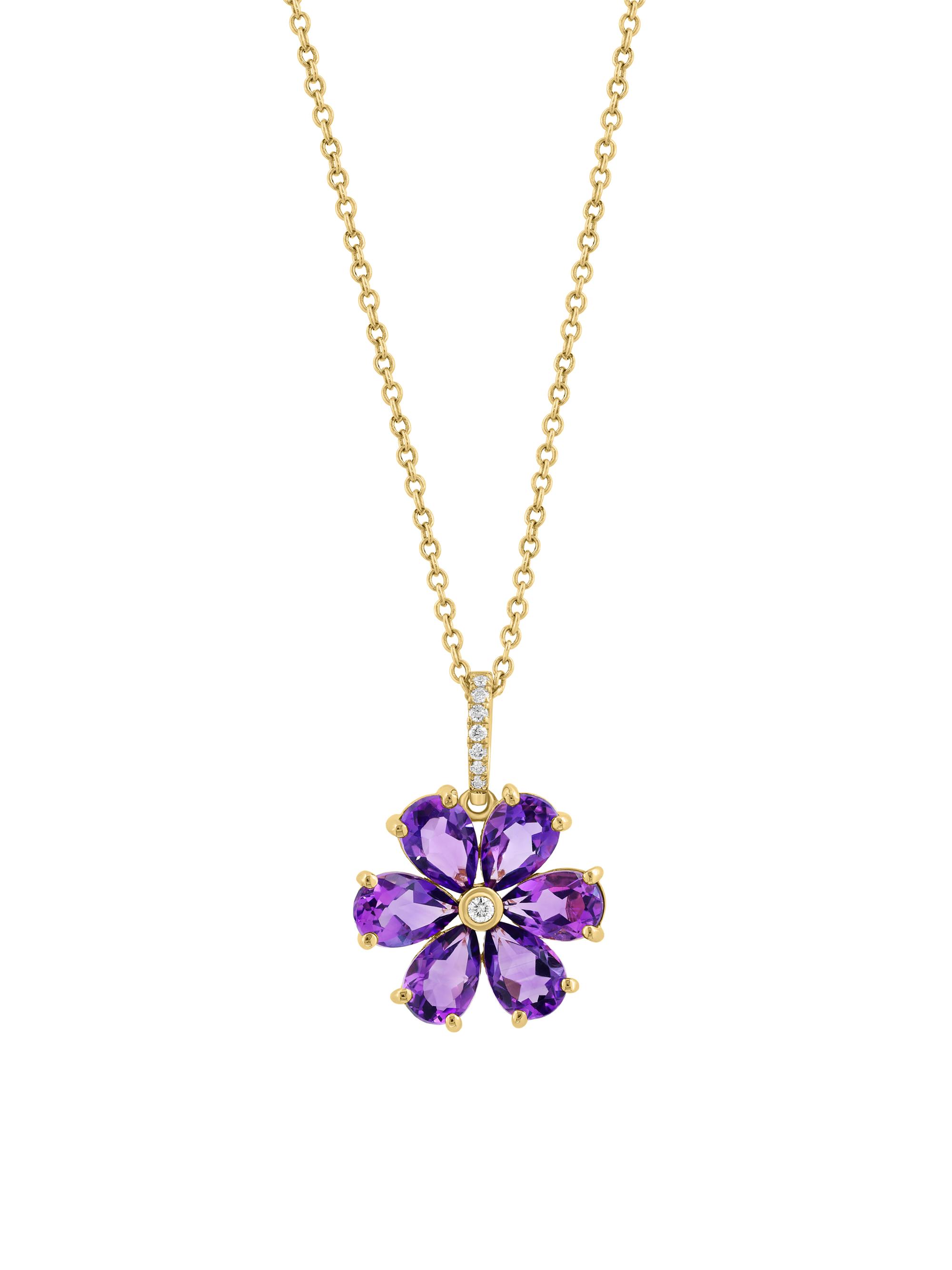 Saks Fifth Avenue Collection Women's 14K Yellow Gold, Amethyst & 0.03 TCW Diamond Pendant Necklace - Yellow Gold