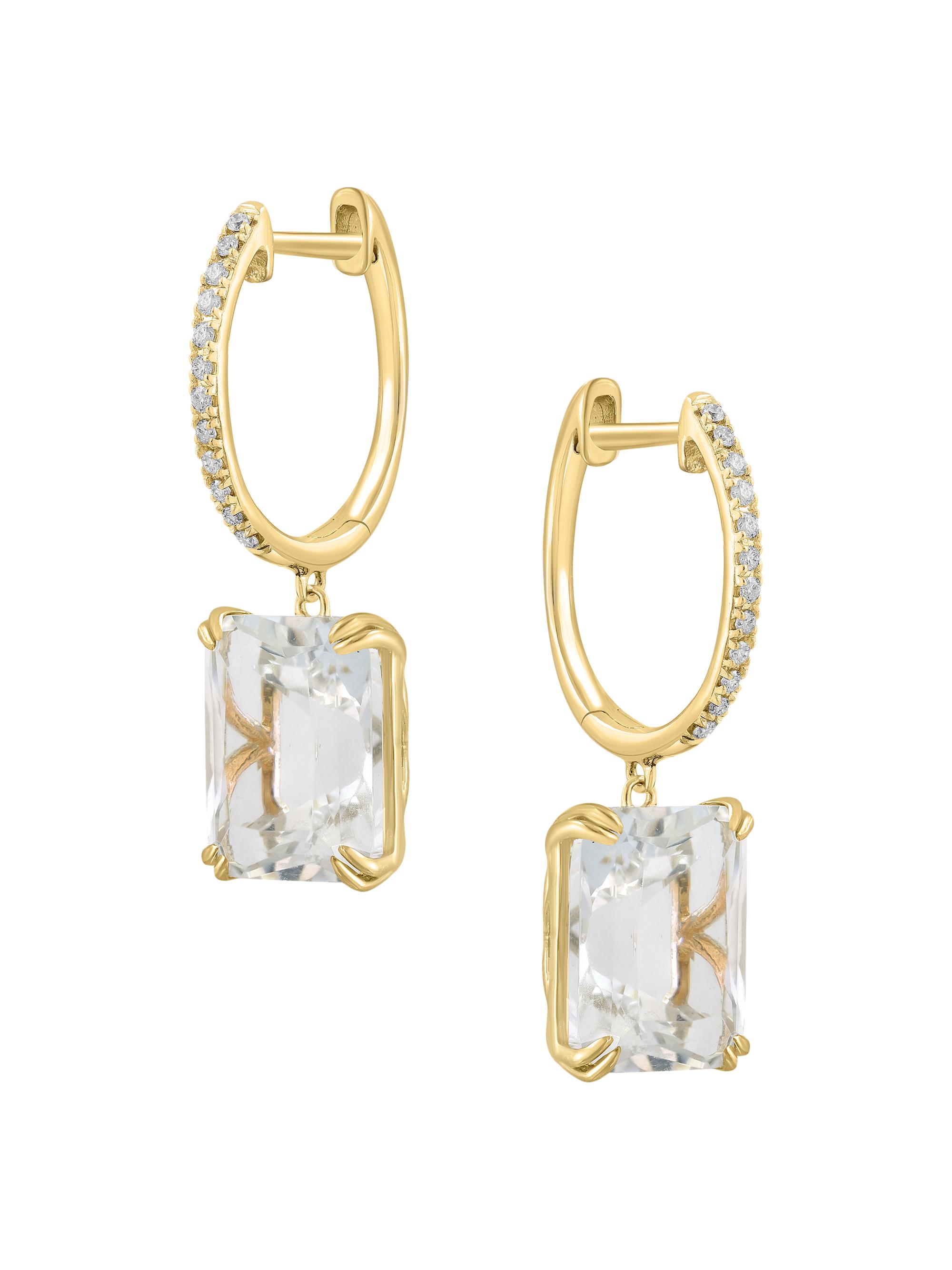 Saks Fifth Avenue Collection Women's 14K Yellow Gold, White Topaz & 0.09 TCW Diamond Drop Earrings - Yellow Gold