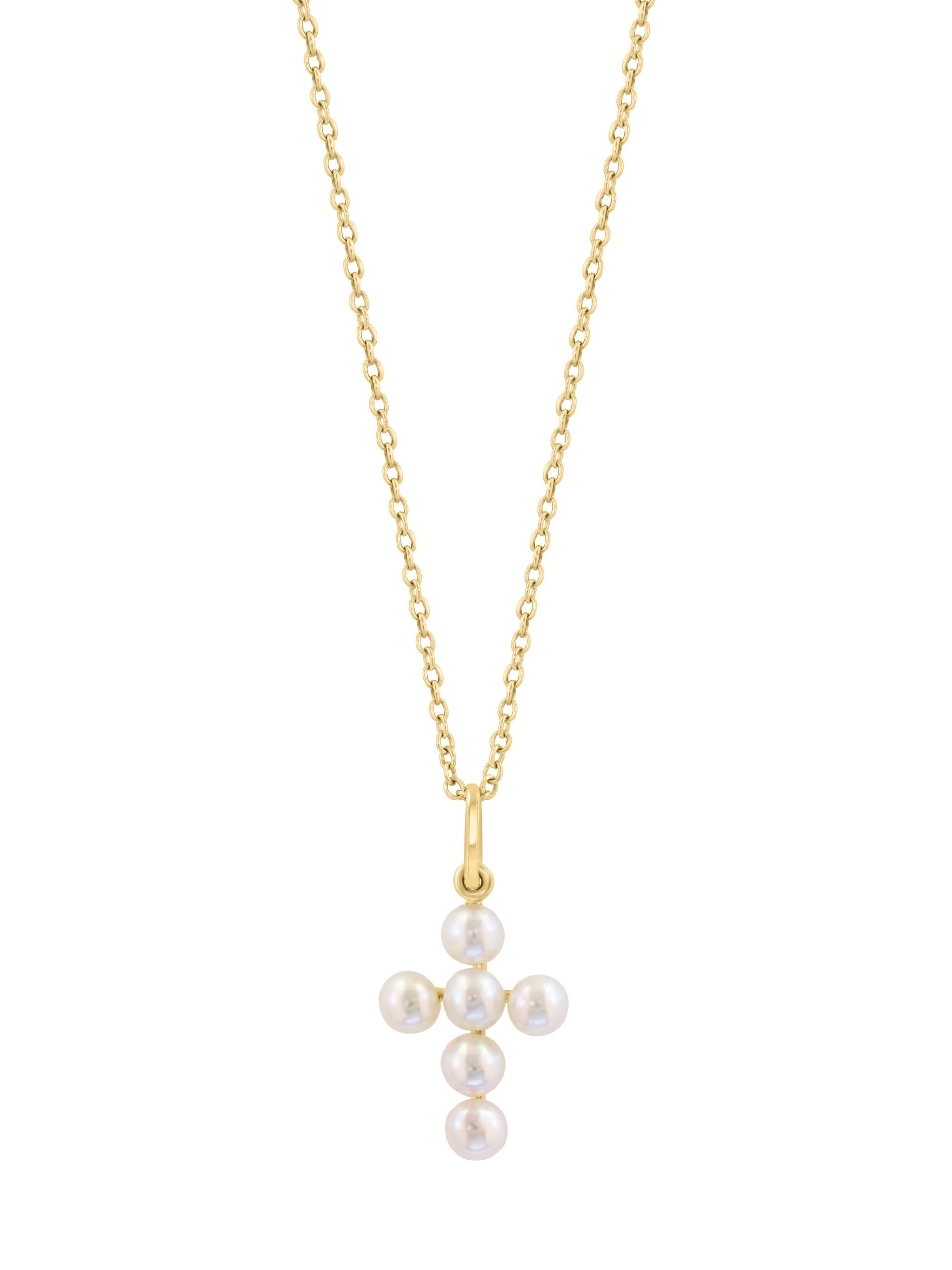 Saks Fifth Avenue Collection Women's 14K Yellow Gold & Cultured Freshwater Pearl Cross Pendant Necklace - Yellow Gold