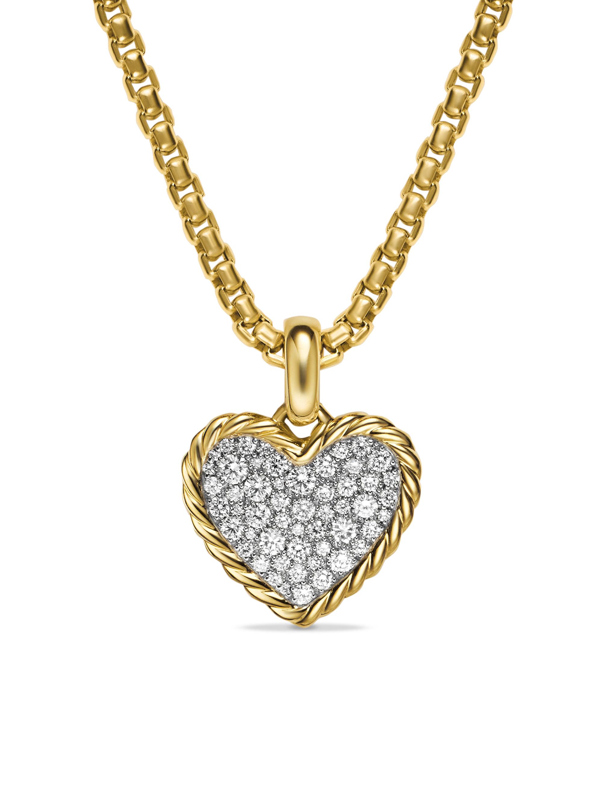 David Yurman Women's Pavé Heart Amulet in 18K Yellow Gold with Diamonds, 15.6MM - Diamond