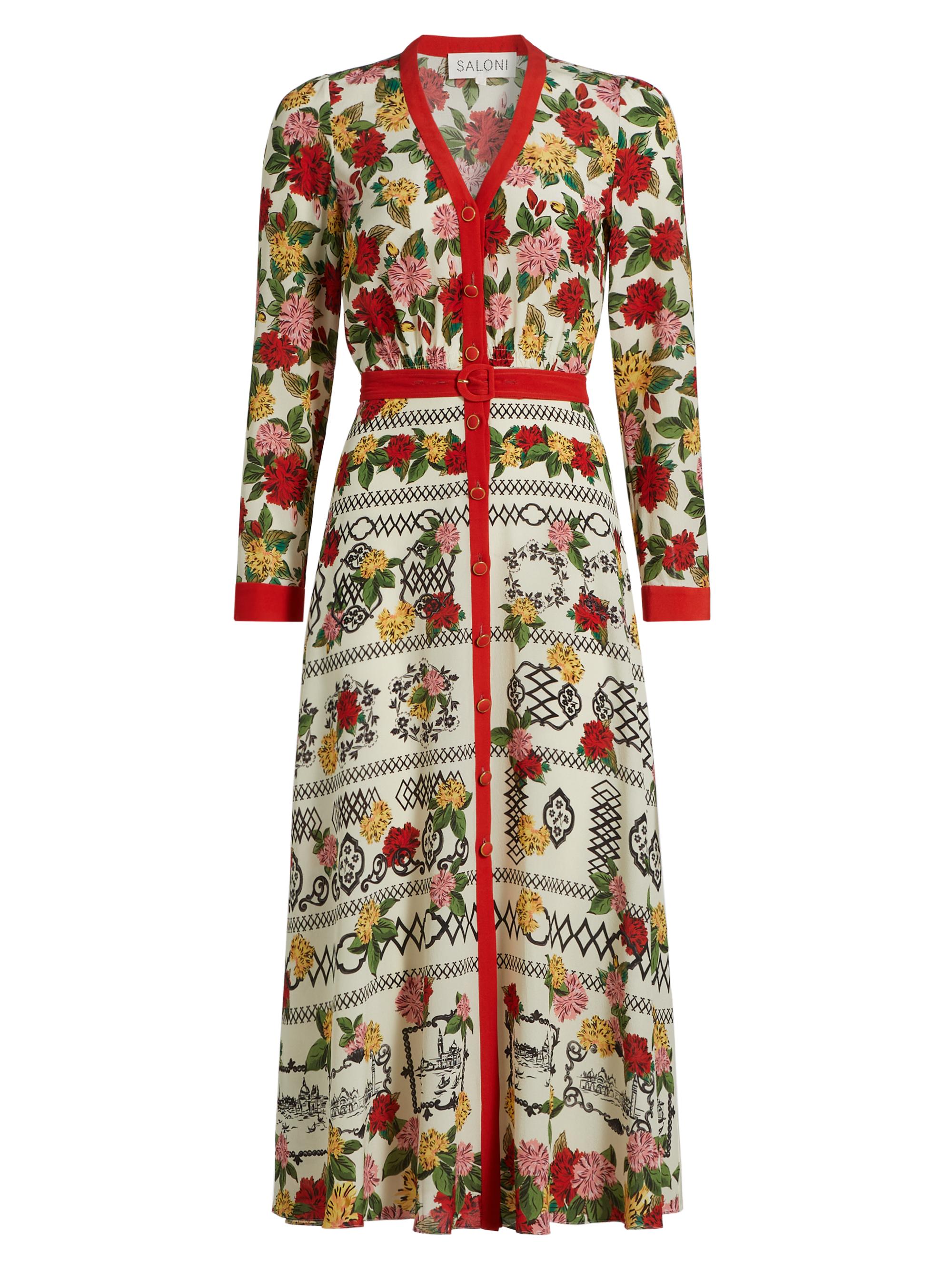 Saloni Women's V. Tang Lea Floral Silk Shirtdress - Lantana Riviera Print