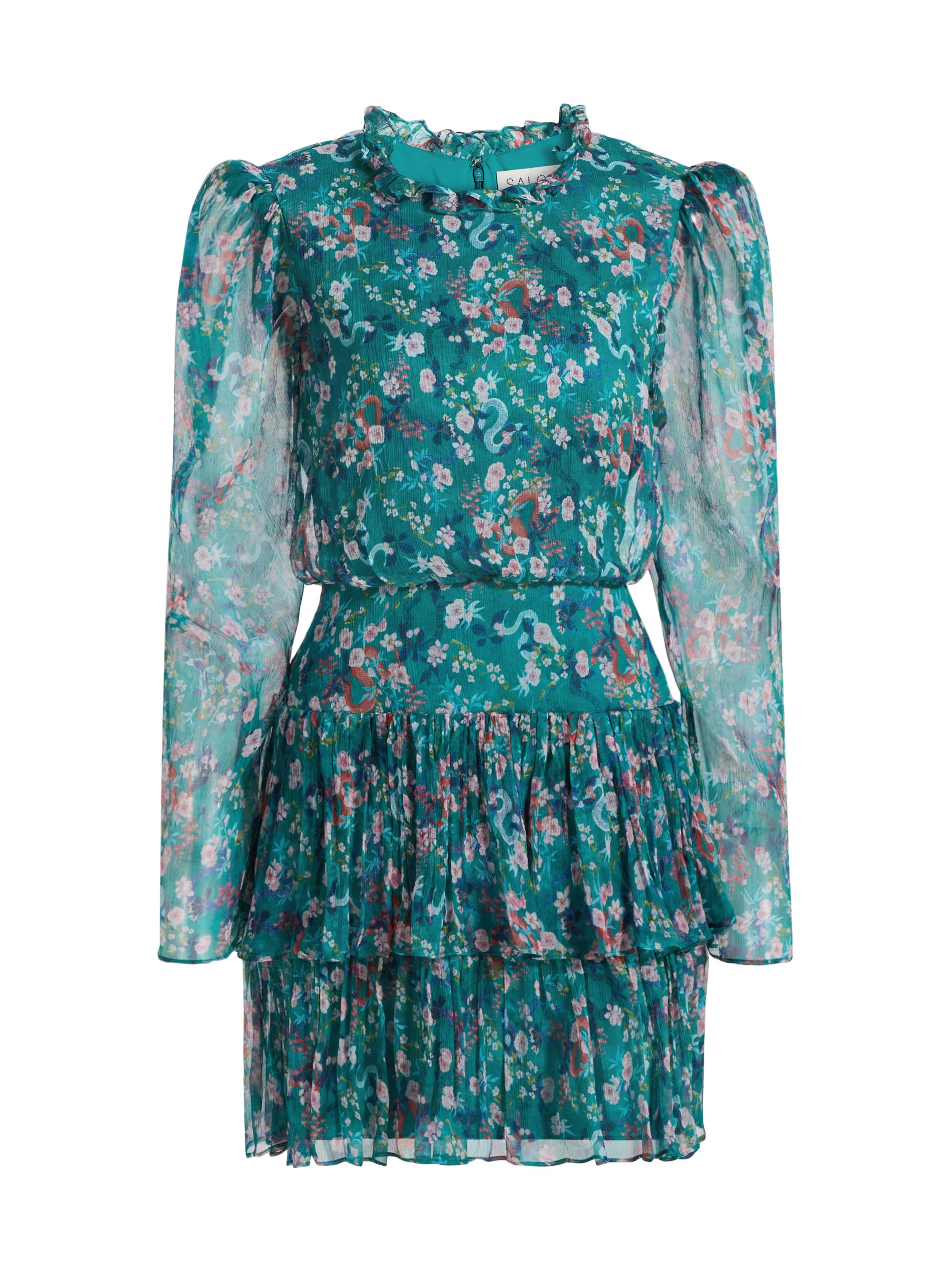 Saloni Women's V. Tang Ava Fit & Flare Minidress - Sea Hidden Ophidian