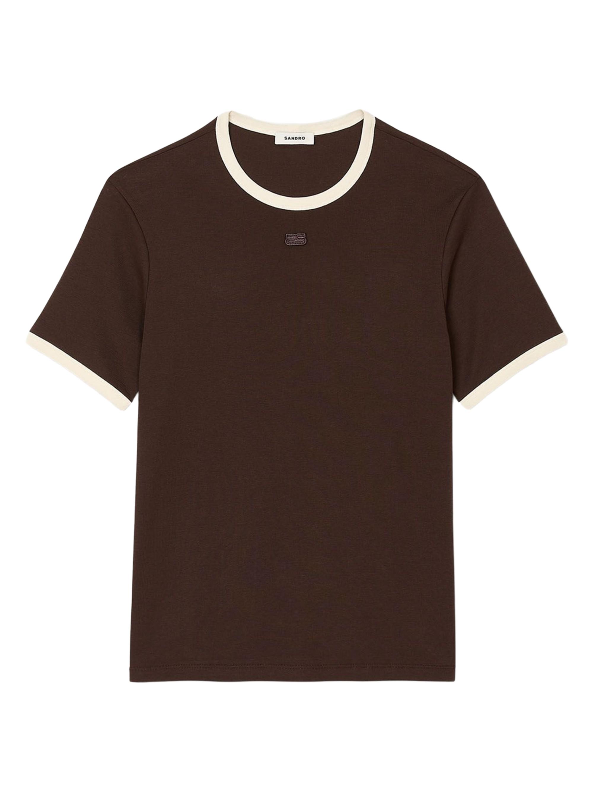 Sandro Men's Two-Tone Patch T-Shirt - Moka