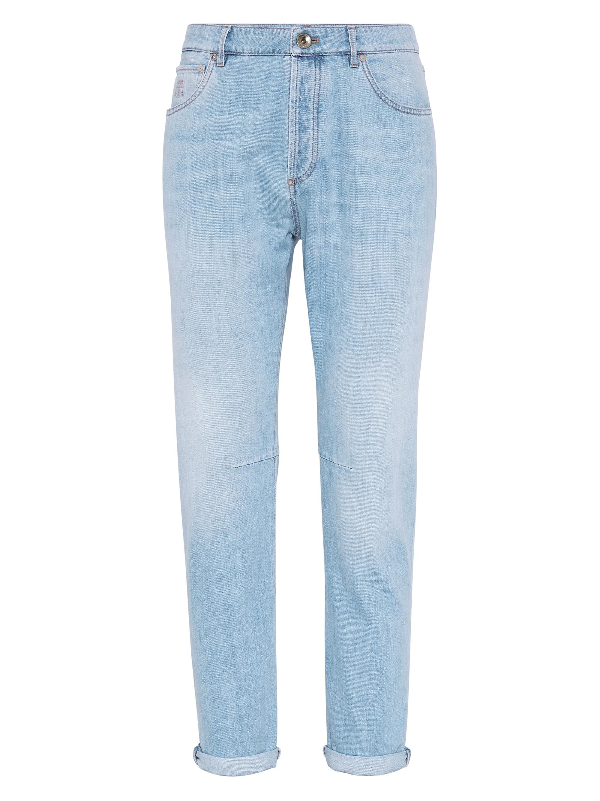 Brunello Cucinelli Men's Lightweight Denim Leisure Fit Five Pocket Jeans - Light Denim