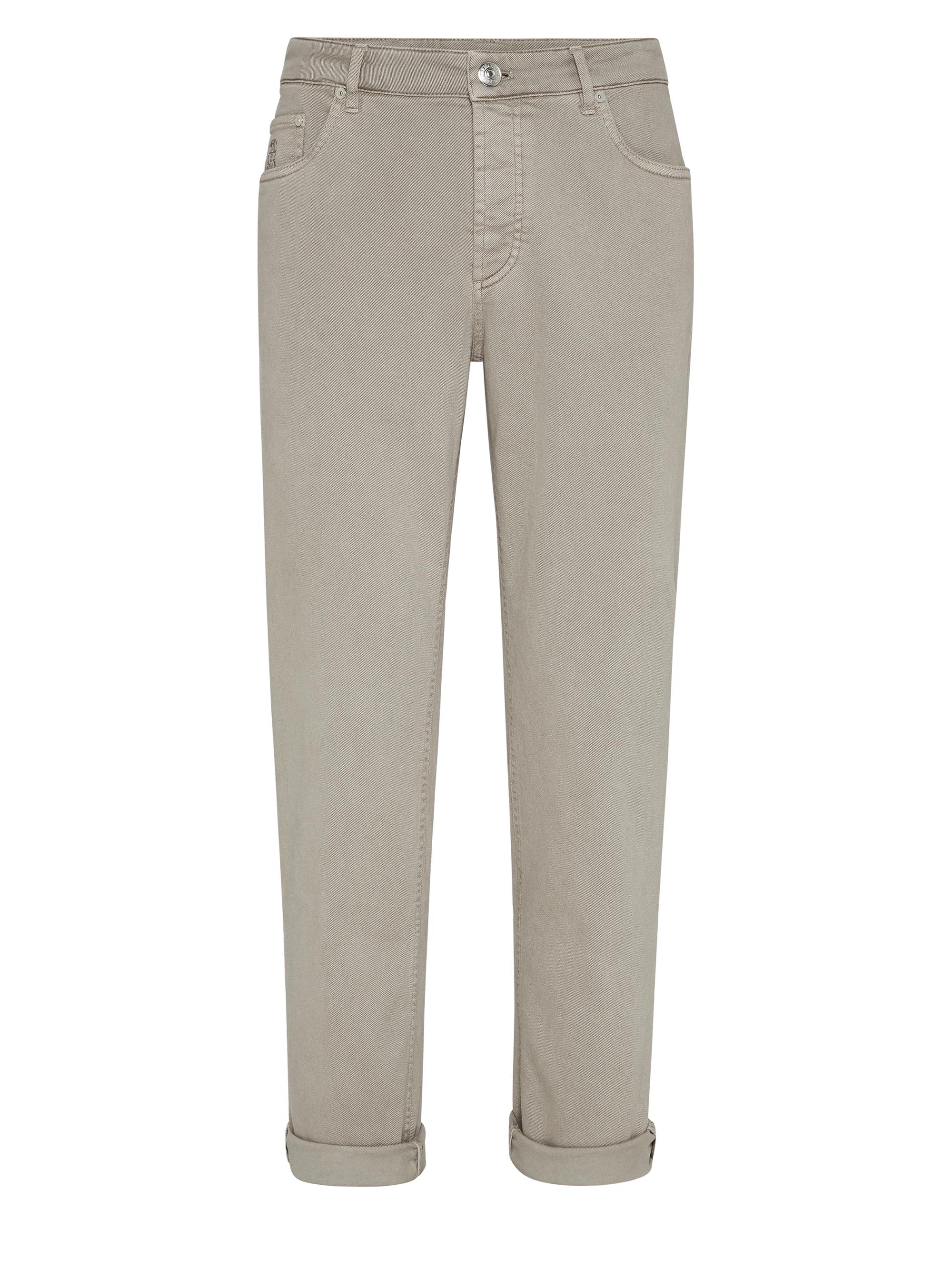 Brunello Cucinelli Men's Lightweight Denim Traditional Fit Five Pocket Jeans - Twine