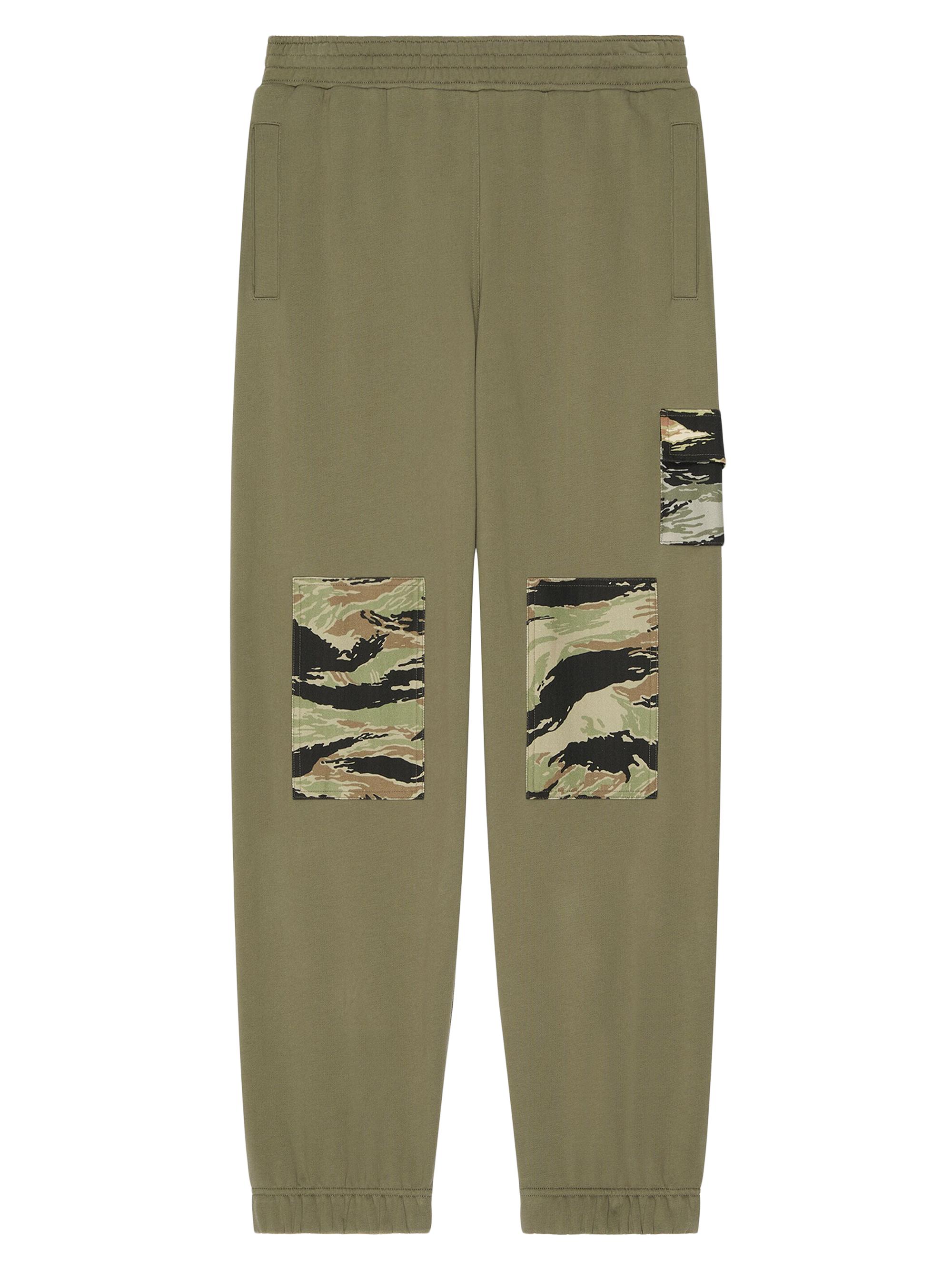 Givenchy Men's Jogger Pants in Fleece with Camo Patches - Light Khaki
