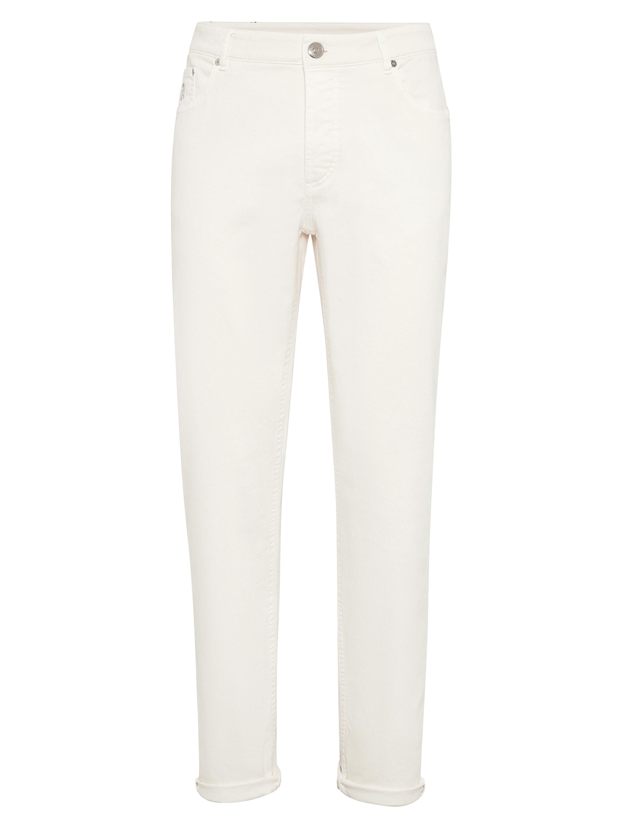 Brunello Cucinelli Men's Lightweight Denim Traditional Fit Five Pocket Jeans - Off White