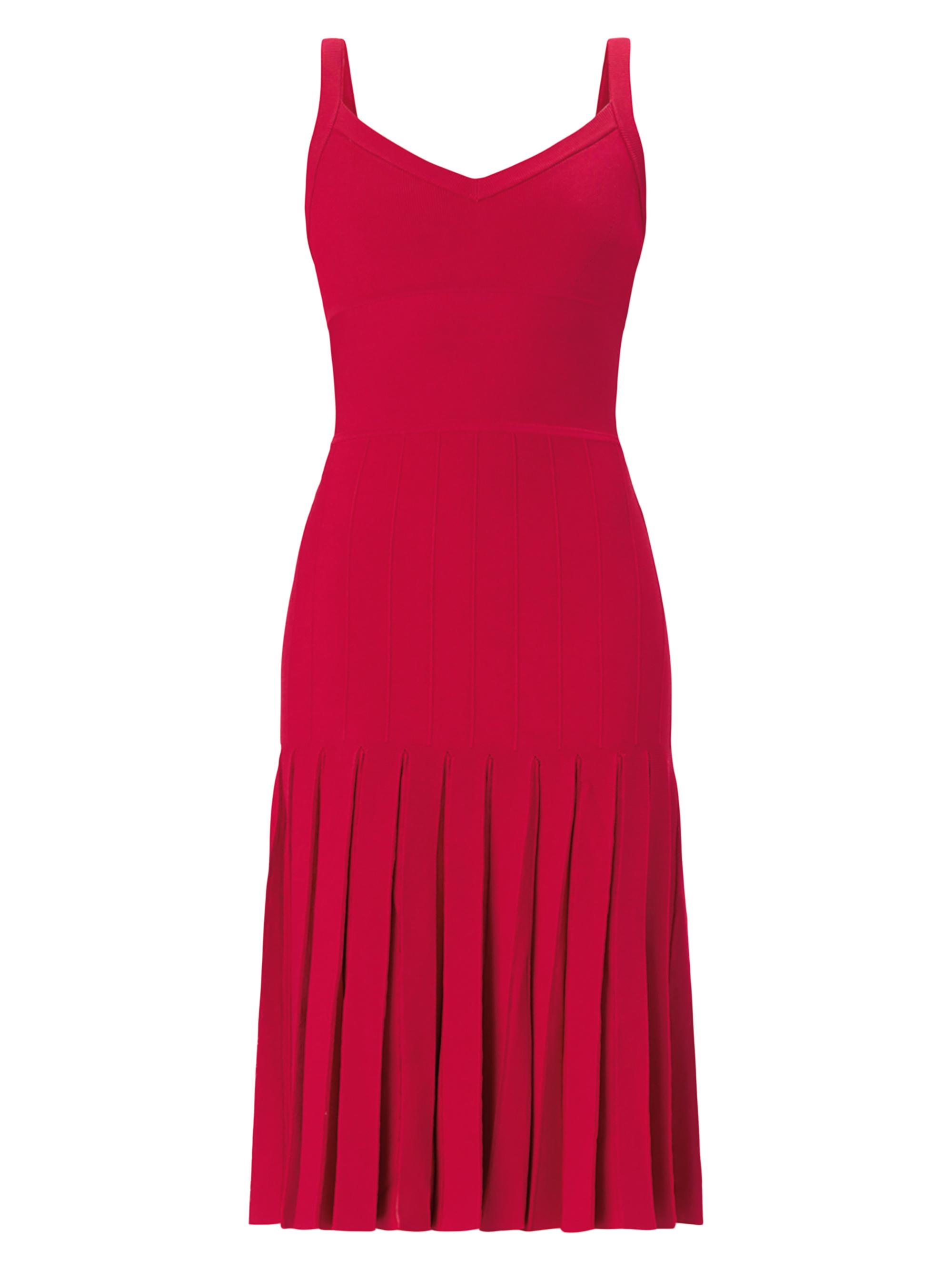 Hervé Léger Women's The Rosa Pleated Rib-Knit Fit & Flare Midi-Dress - Hibiscus