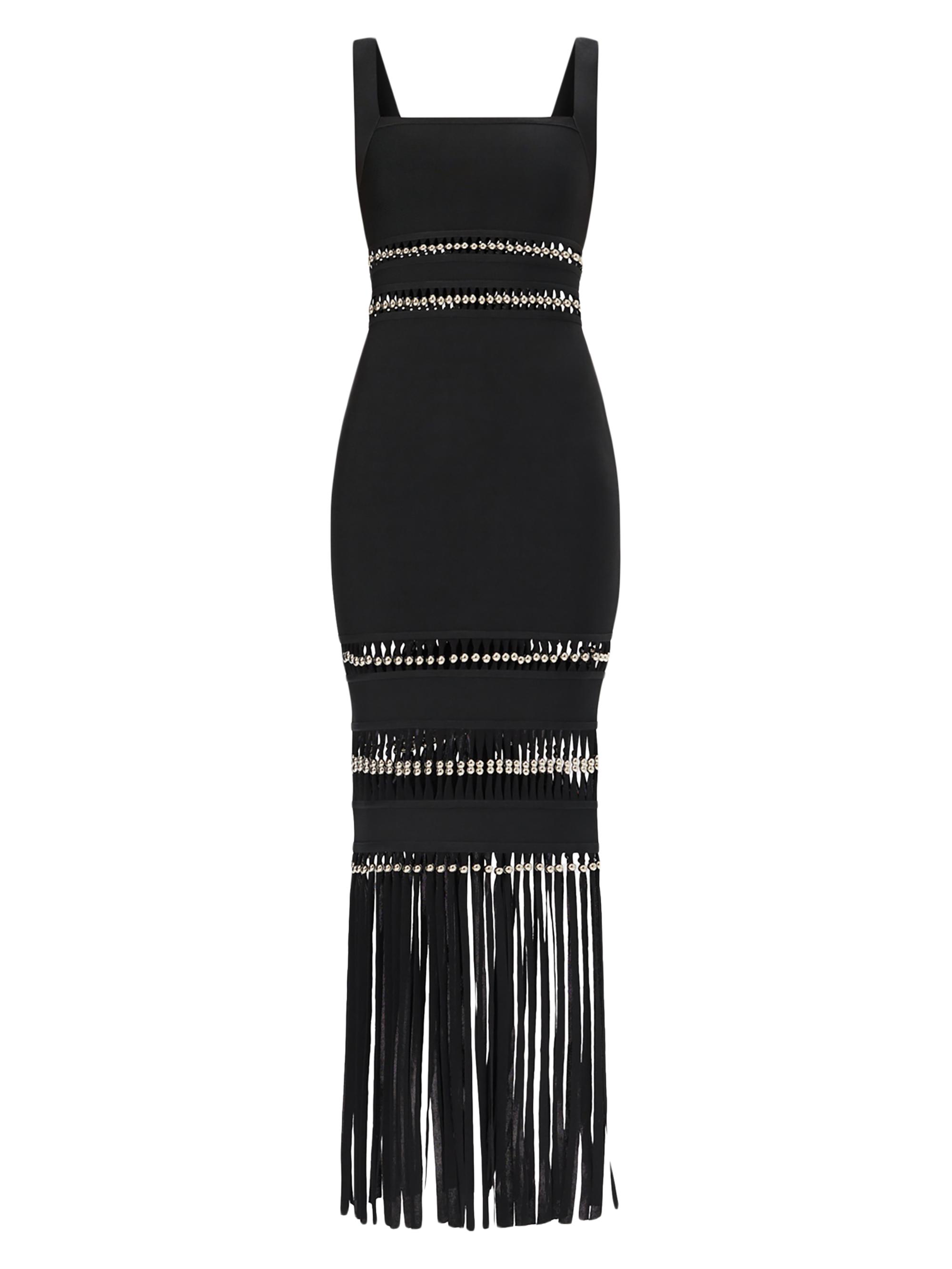 Hervé Léger Women's The Ines Bead-Embellished Fringed Gown - Black