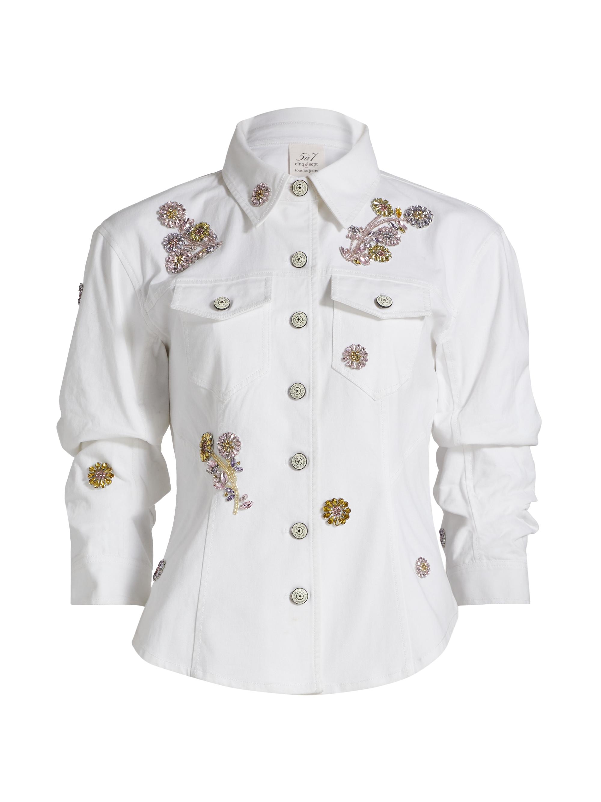 CINQ A SEPT Women's Crystal Ivy Scrunche Canyon Jacket - White Multi