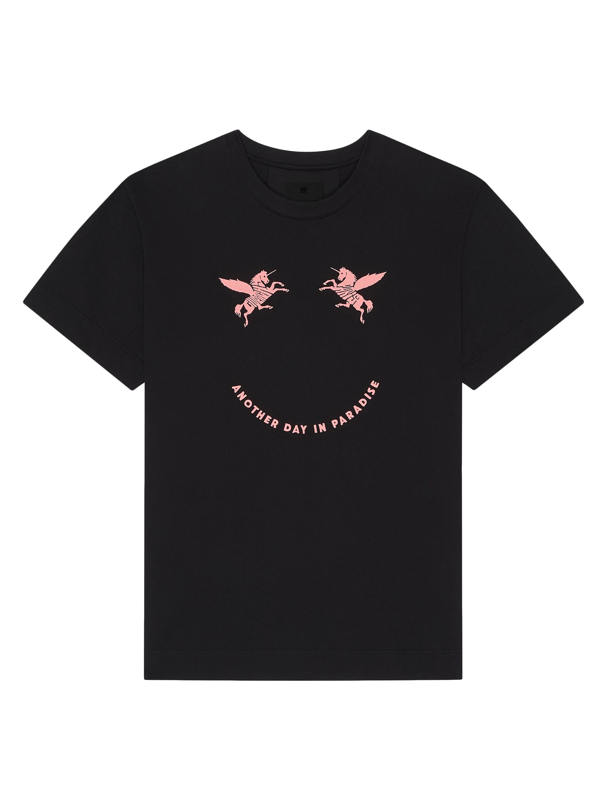 Givenchy Men's T-Shirt in Cotton with Unicorns Embroidery - Black