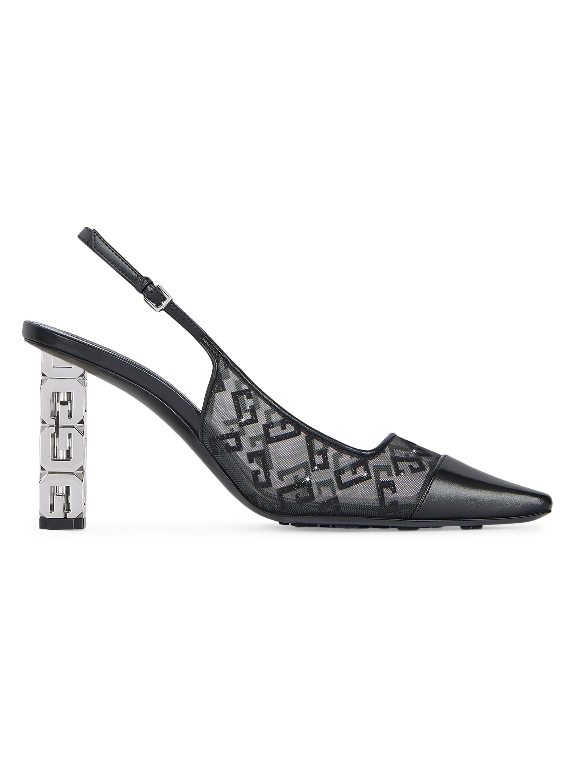 Givenchy Women's G Cube Slingback Pumps in Monogram 72 Mesh - Black
