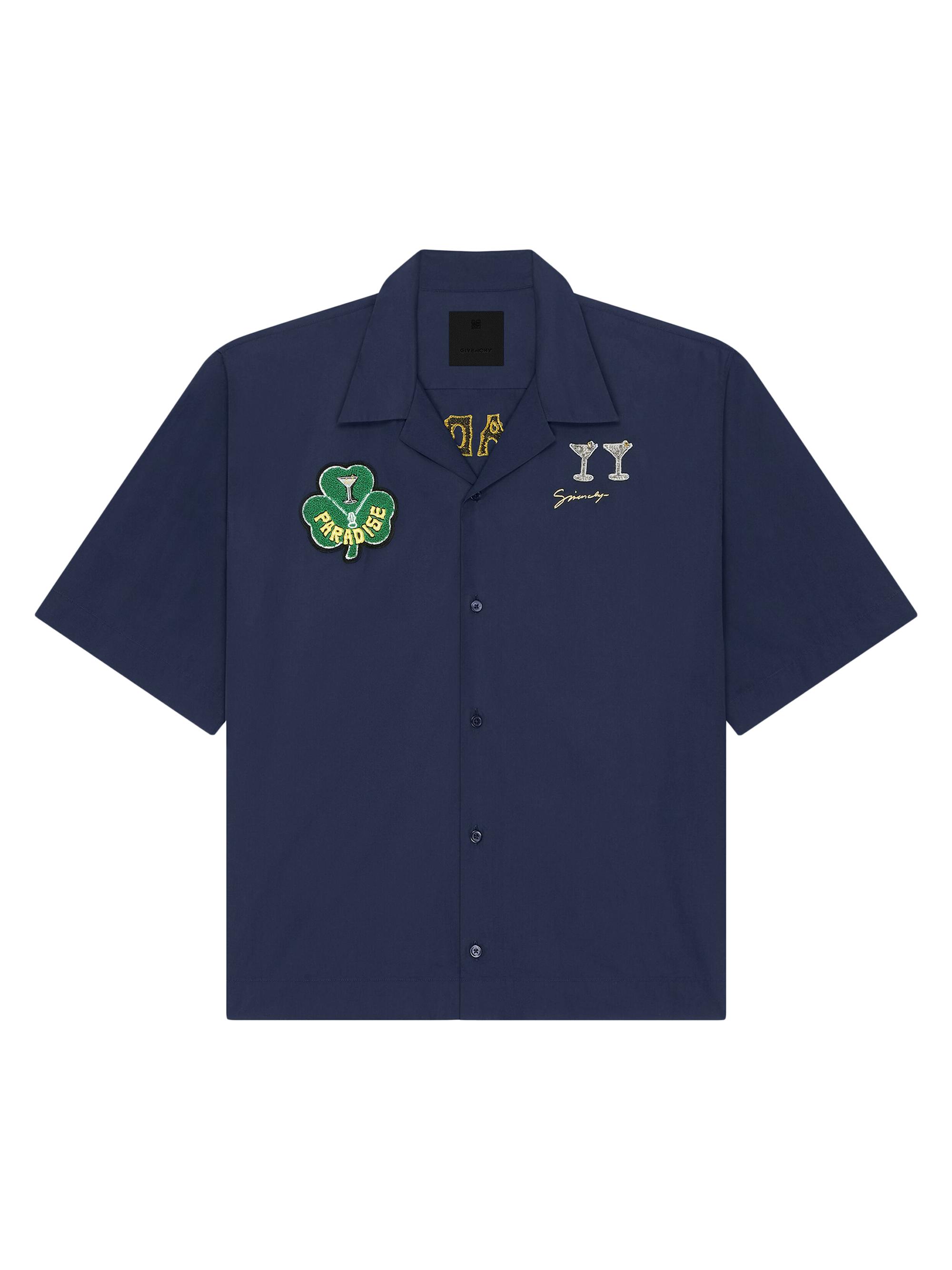 Givenchy Men's Shirt in Poplin with Patches - Navy