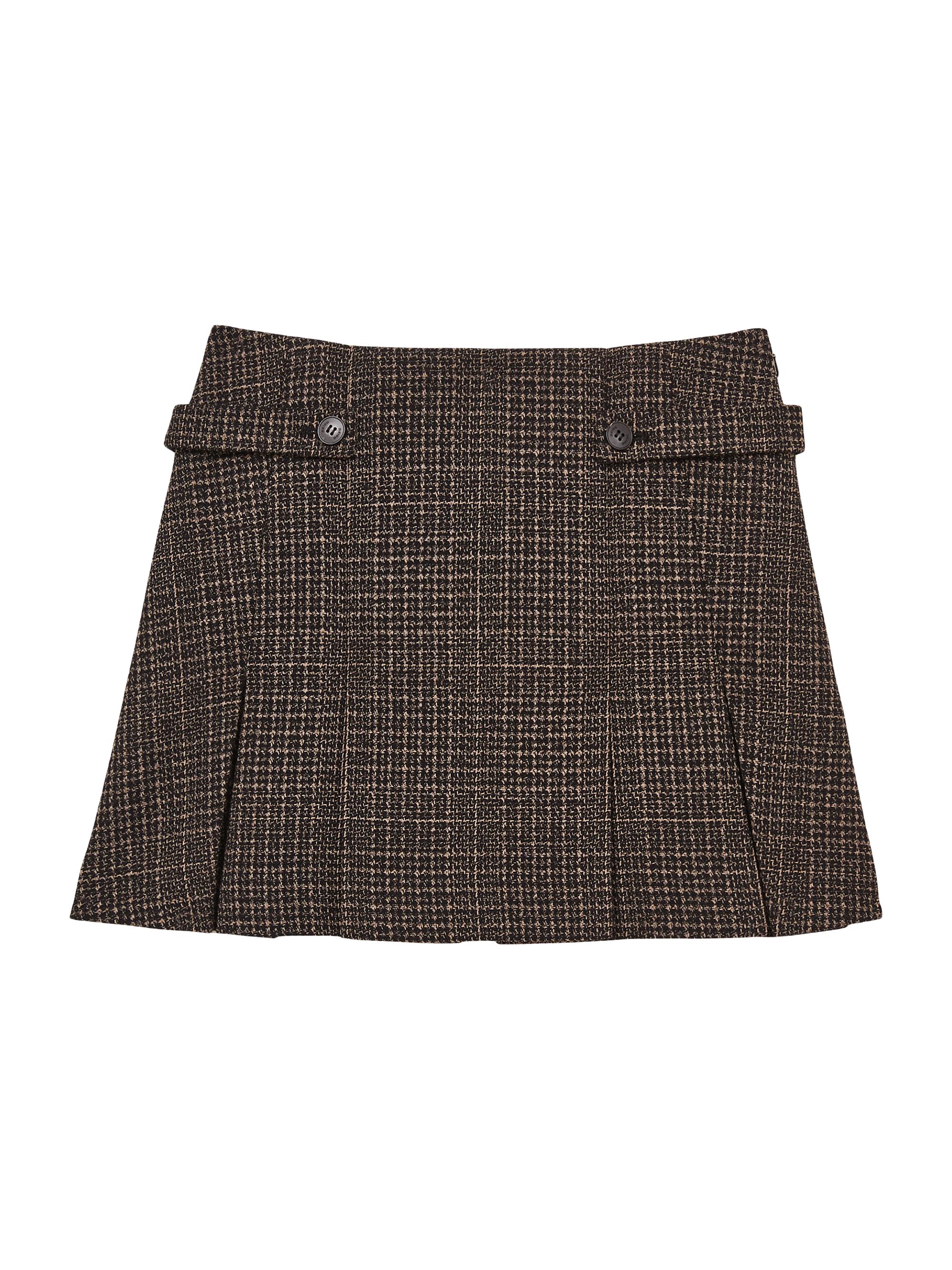 Reiss Women's Elle Pleated Plaid Tweed Miniskirt - Brown
