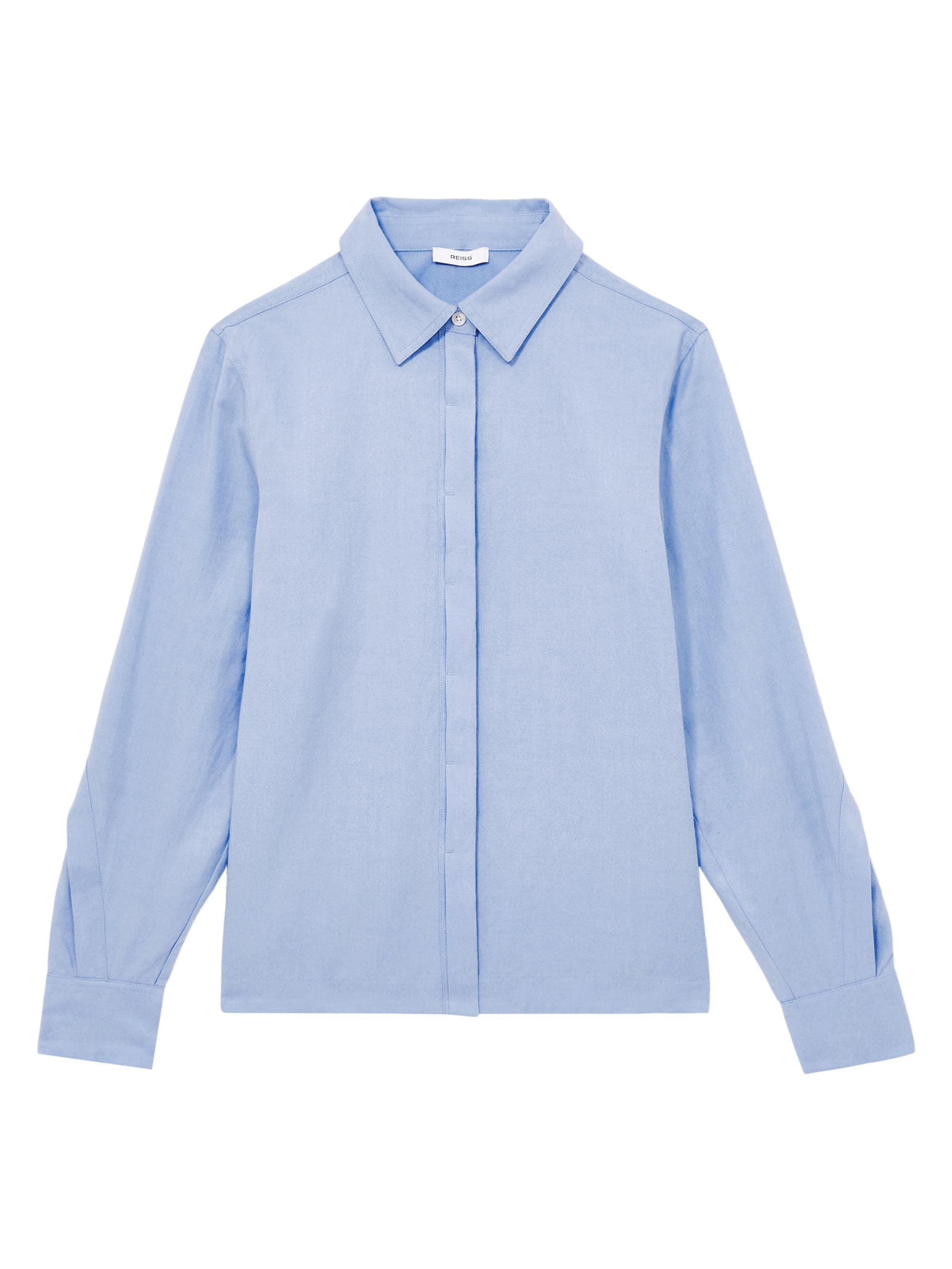 Reiss Women's Buttoned-Sleeve Shirt - Blue